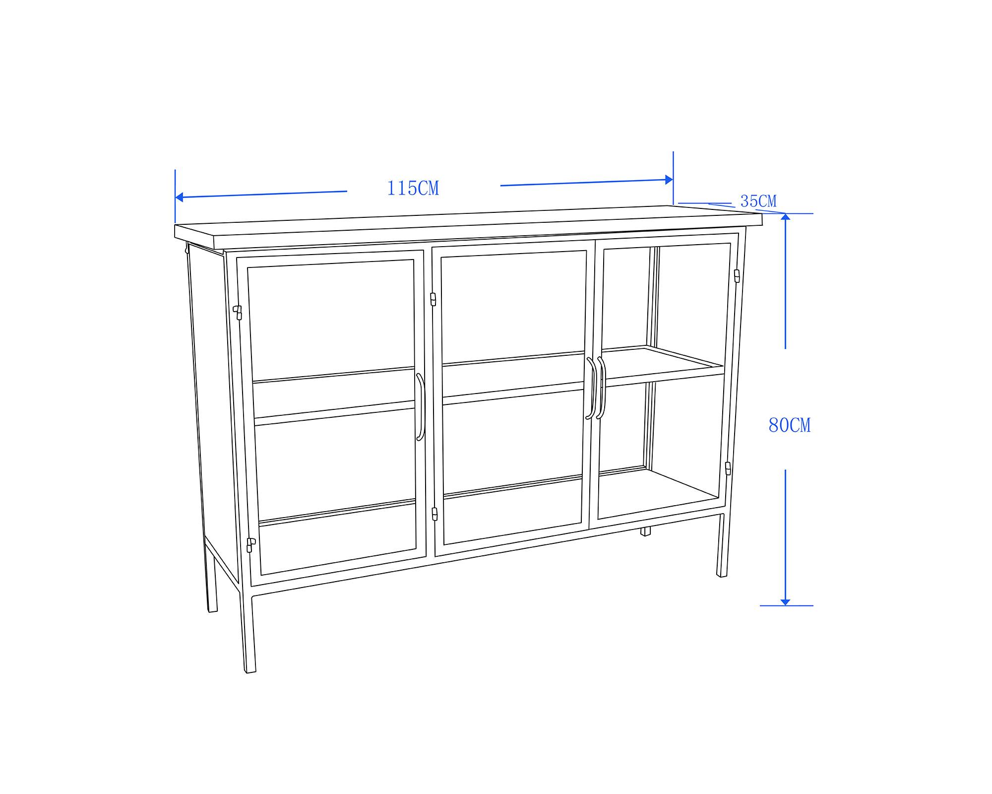 Buffet Pandi negro/natural 80x115x35 cm-5