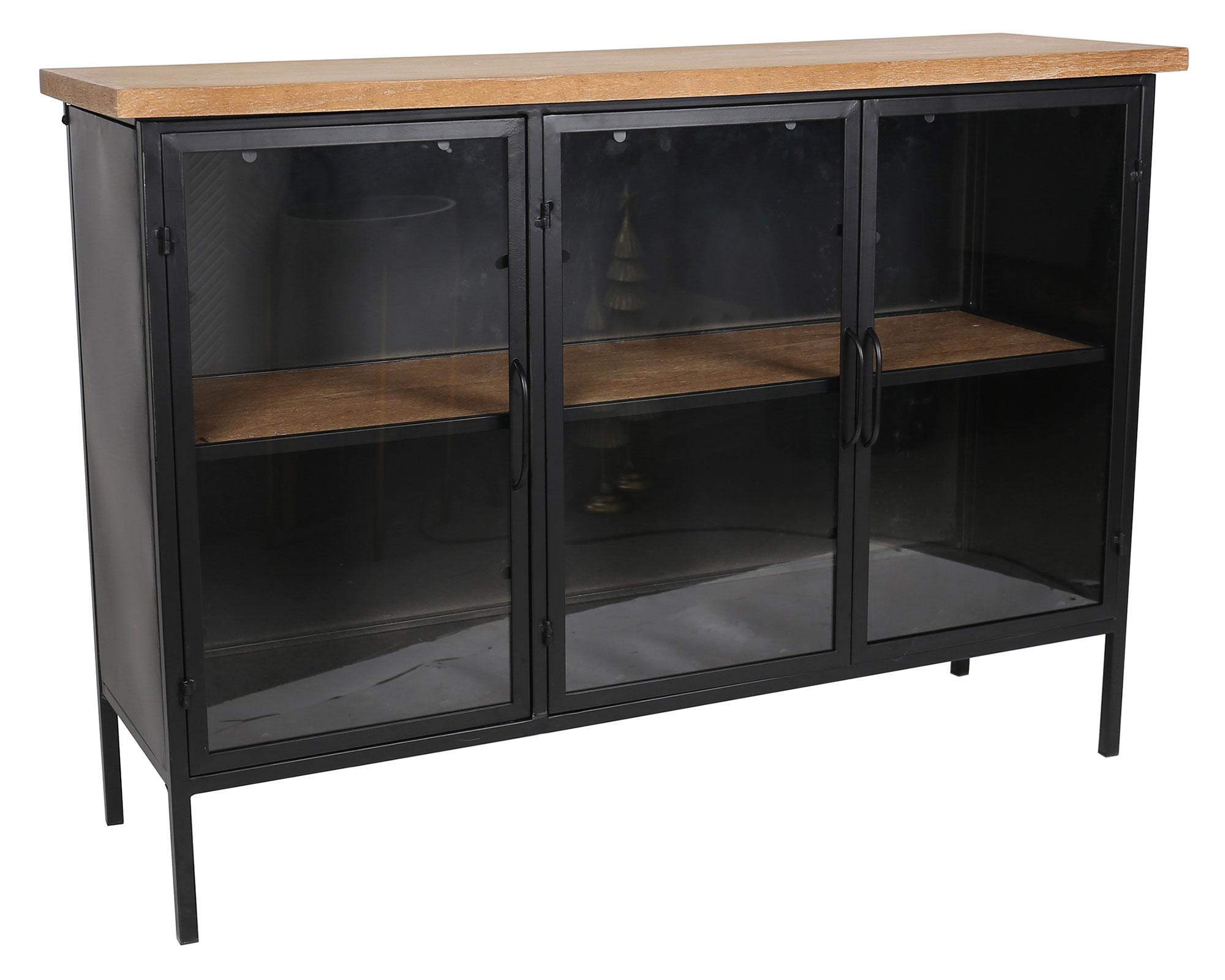 Buffet Pandi negro/natural 80x115x35 cm-2