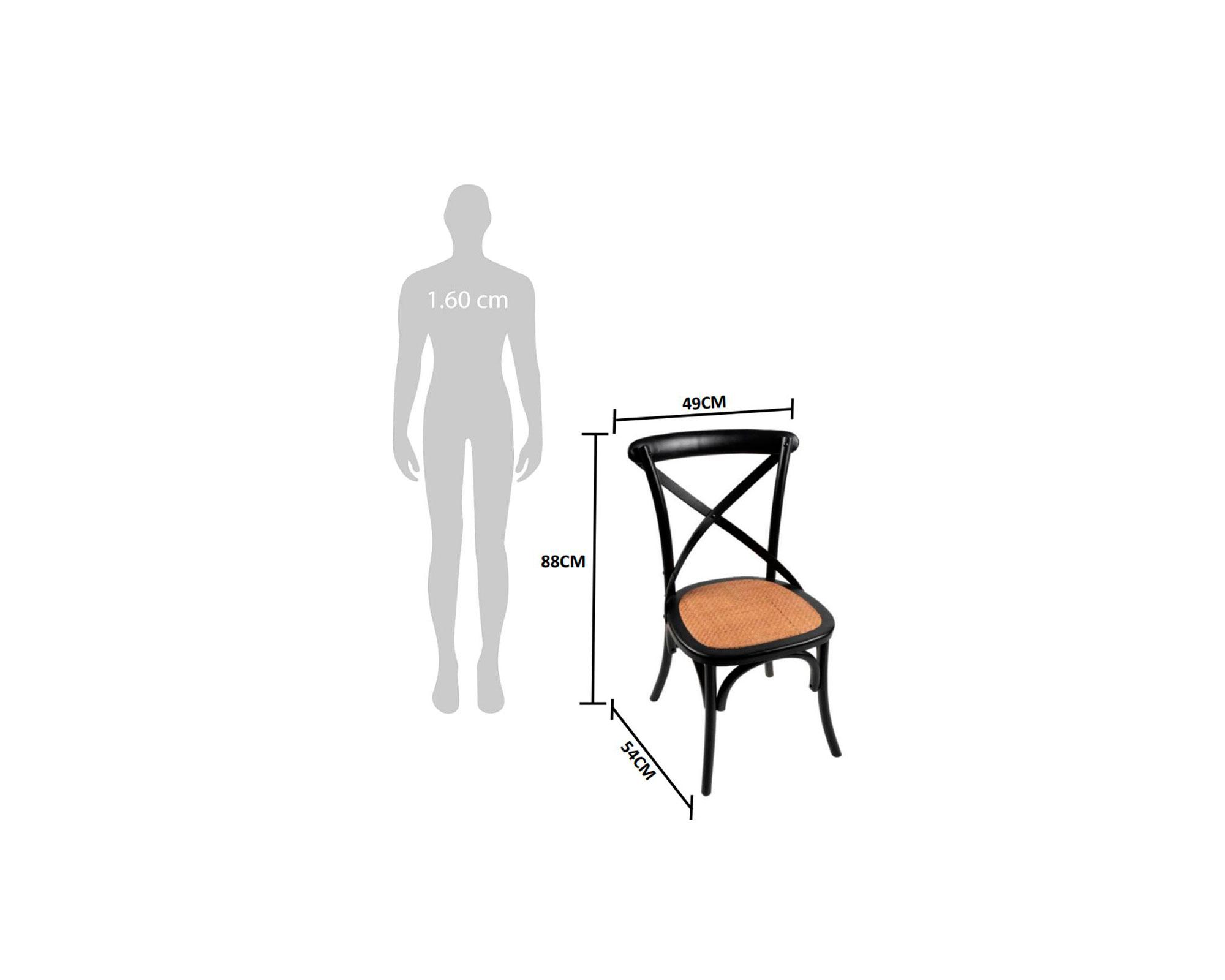 Silla madera Rustic 2.0 negro/café 88x49x54 cm-2