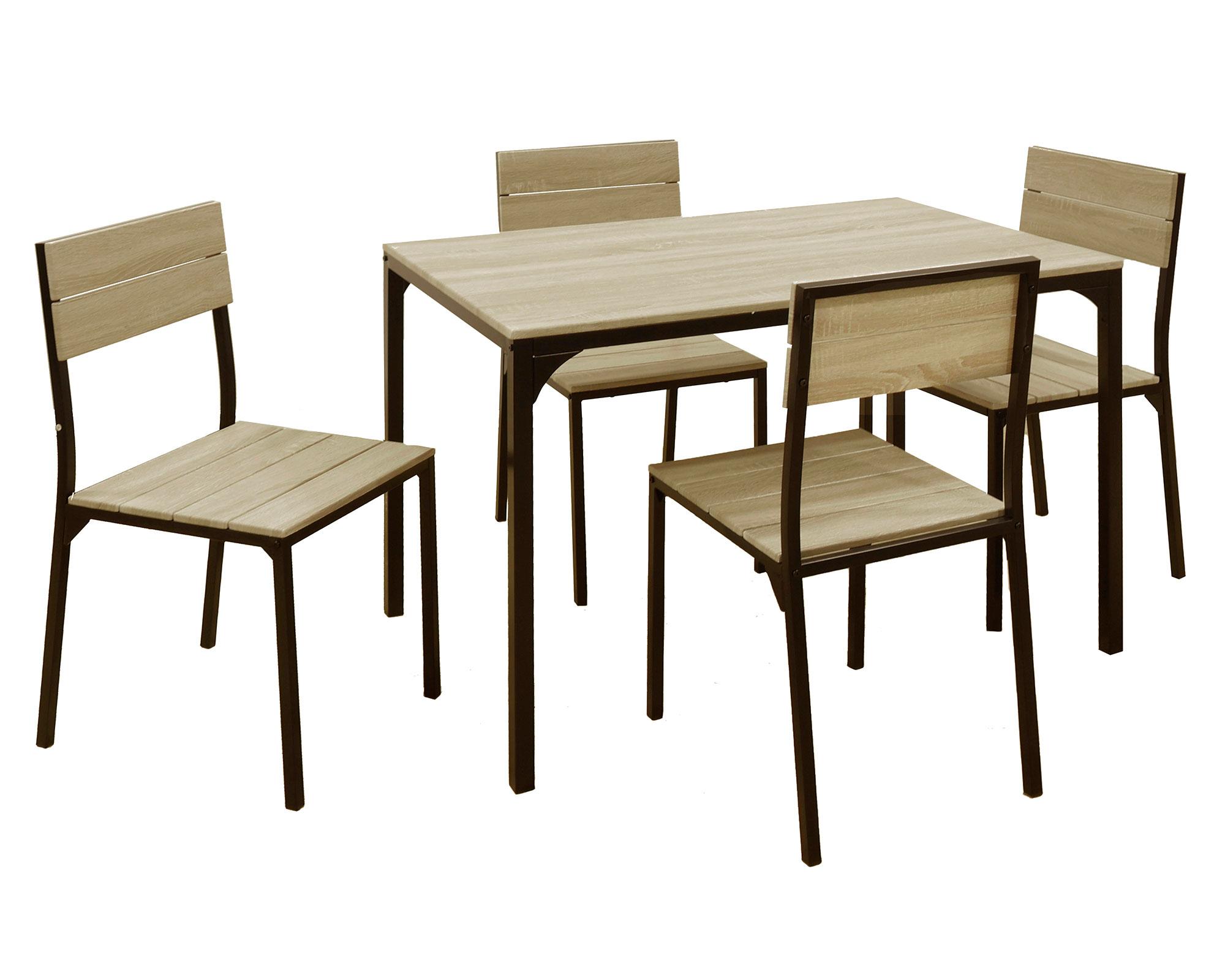 Comedor 4 sillas Eilam negro/natural 75x110x70 cm-5