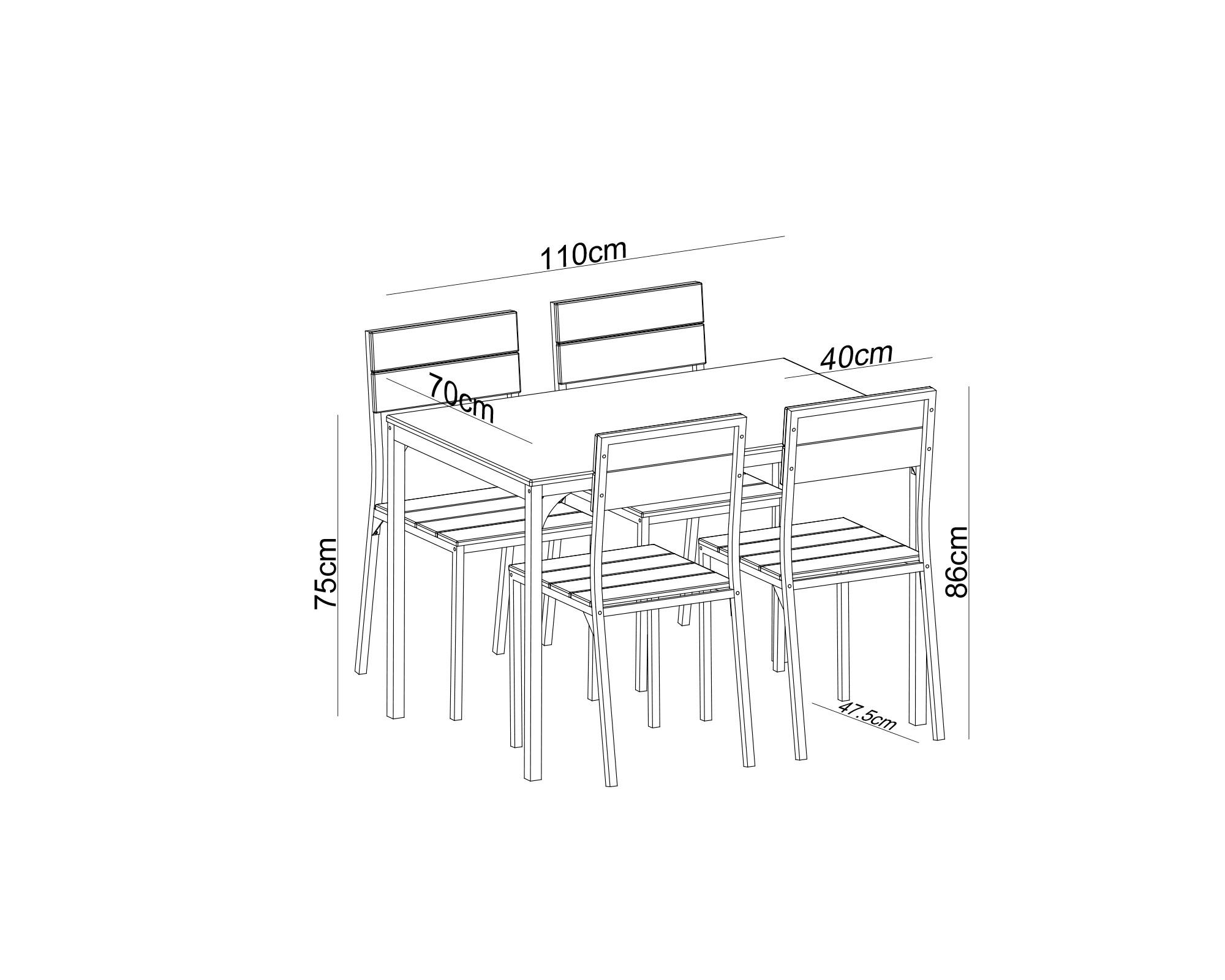 Comedor 4 sillas Eilam negro/natural 75x110x70 cm-7