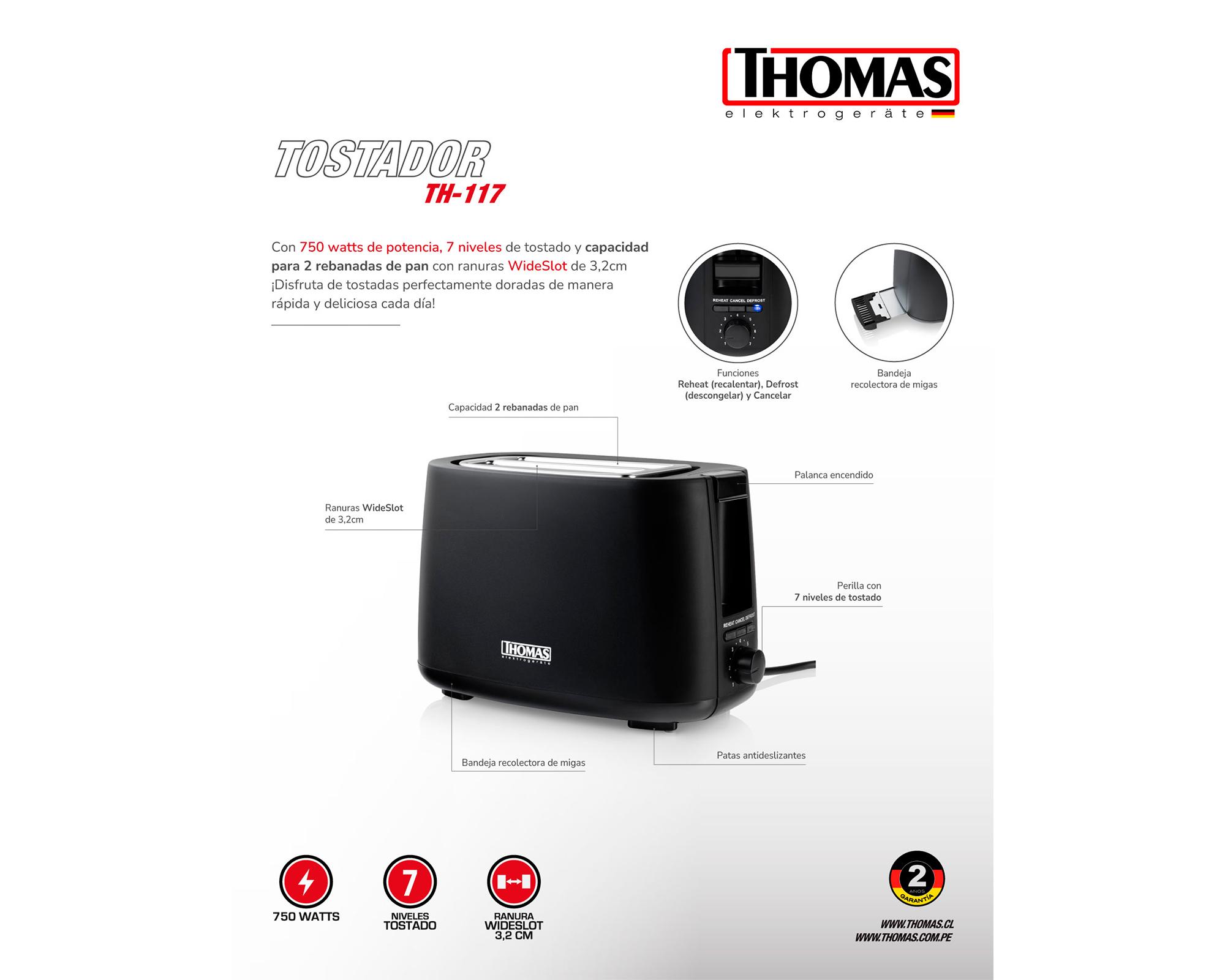 Tostador 2 rebanadas TH-117 750 W-6