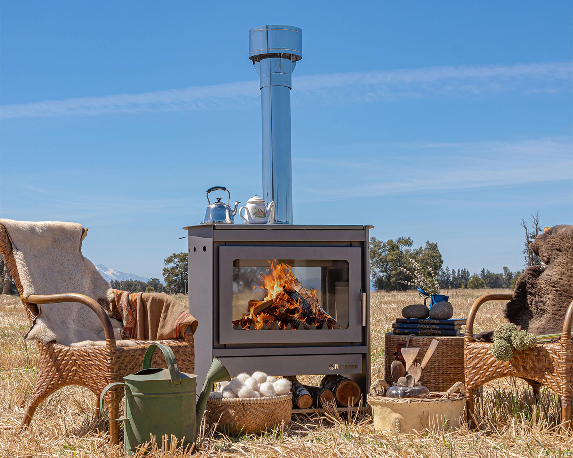 Estufa a leña Tirolesa 28 kW gris-5