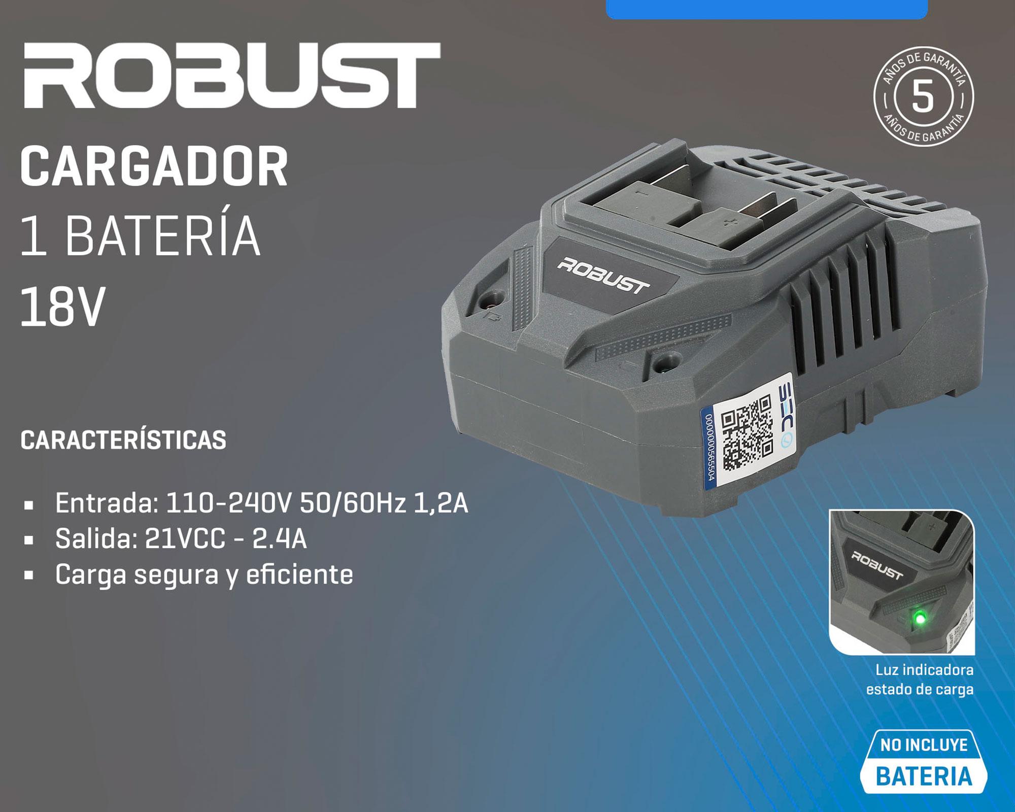 Cargador para 1 batería 18V 2.2 Ah.-5