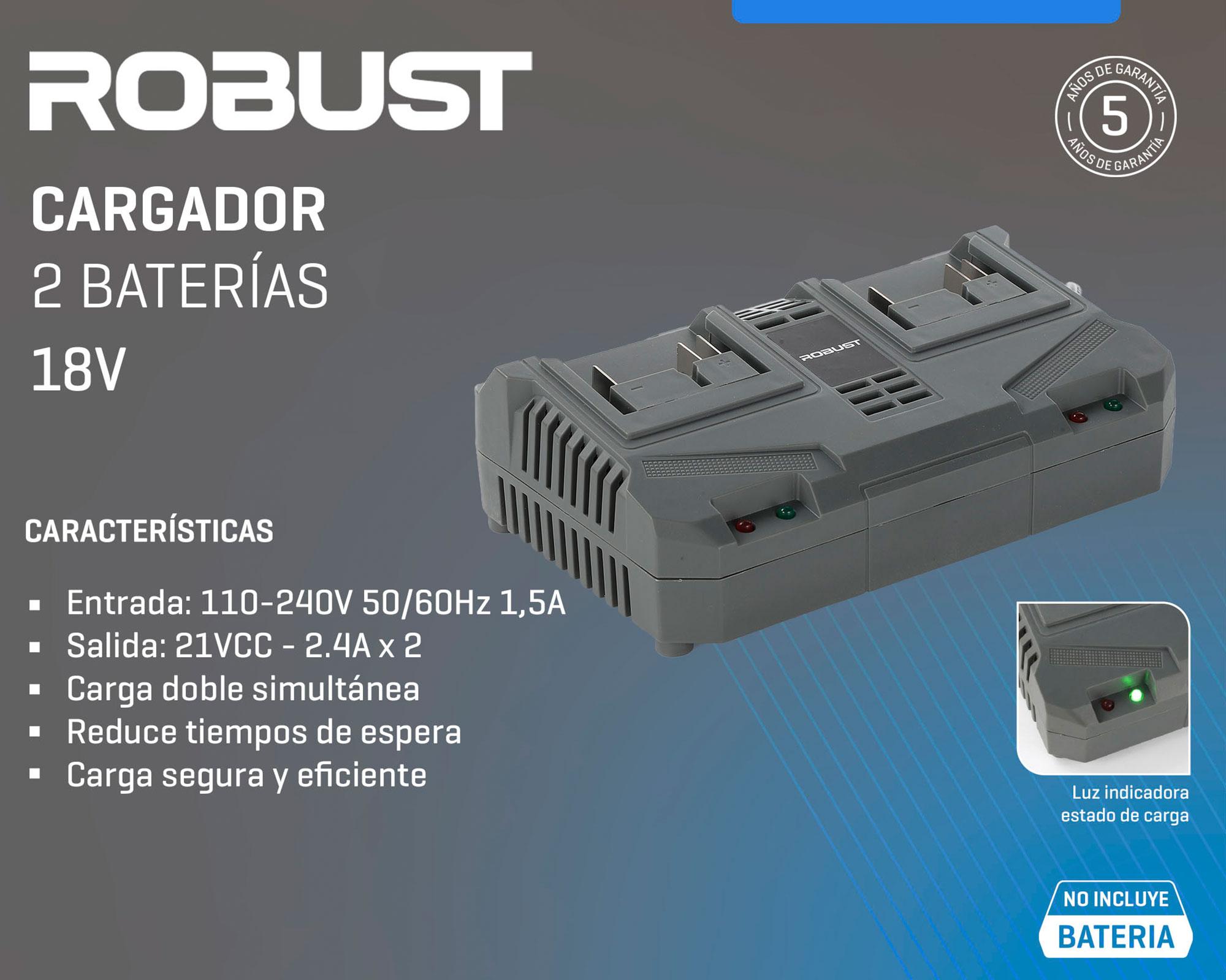 Cargador para 2 baterías 18V 2.4 Ah x 2-5