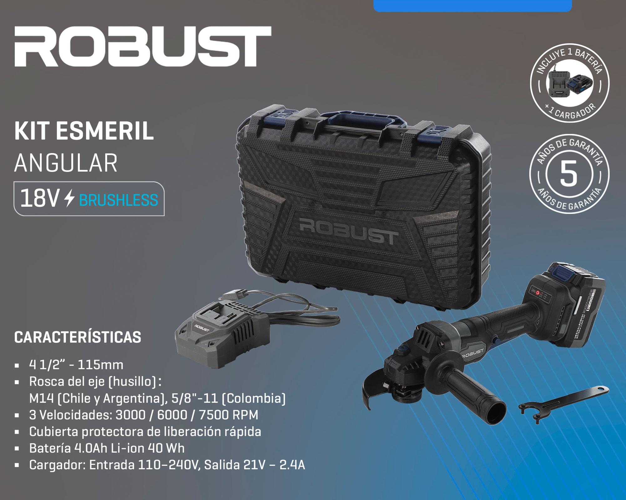 Esmeril inalámbrico 18V 115 mm + batería + cargador-3