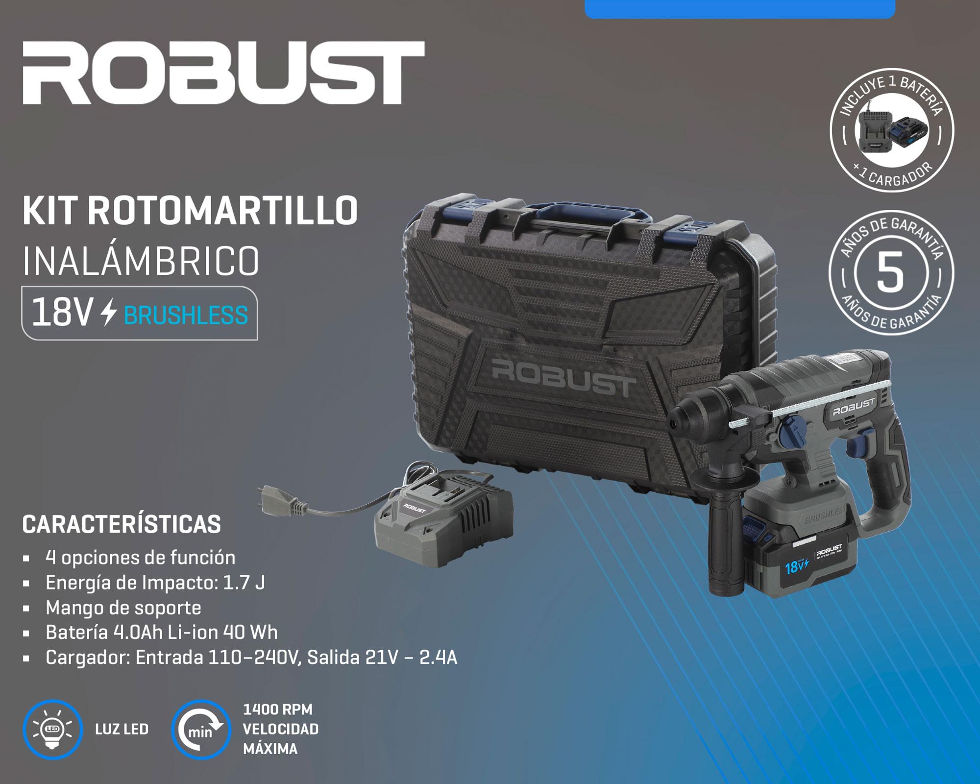 Rotomartillo inalámbrico 18V + batería + cargador.-2