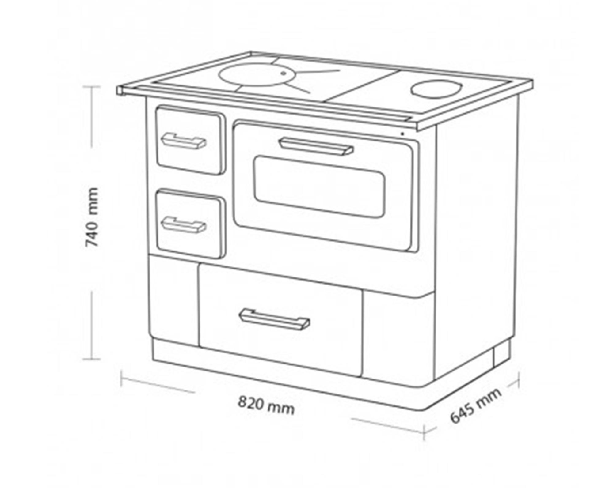 Cocina a leña Angelina negro + kit de Instalación-3