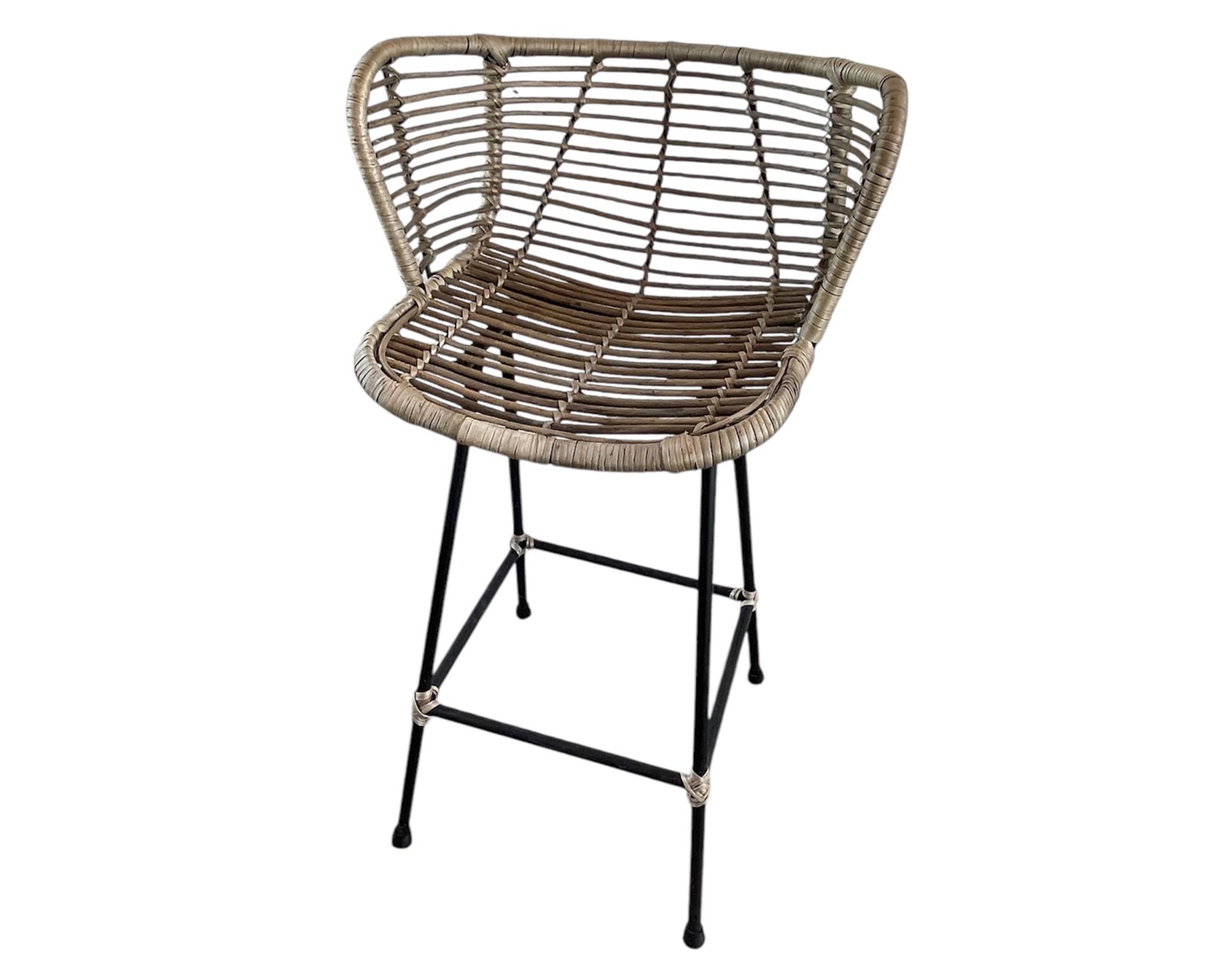 Taburete Mimbre curvo gris 90 cm-0