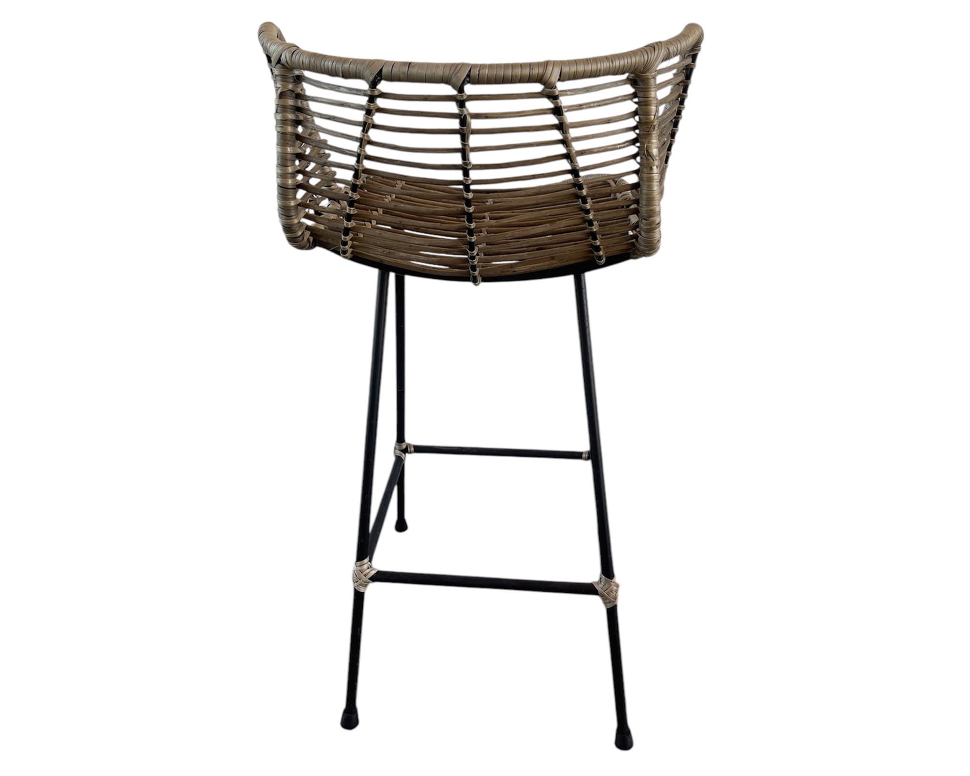 Taburete Mimbre curvo gris 90 cm-3