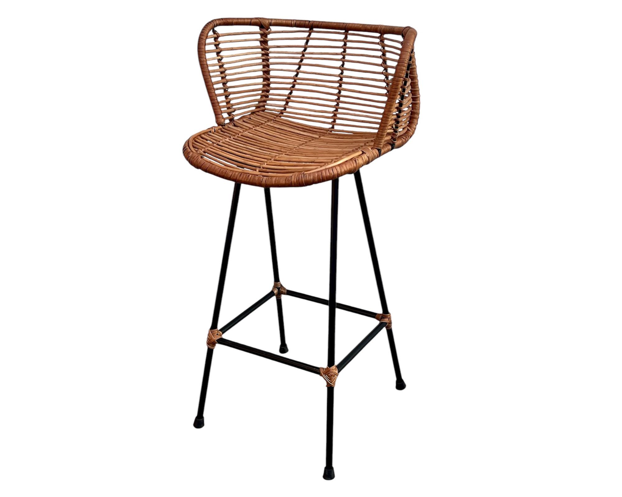 Taburete Mimbre curvo natural 90 cm-1