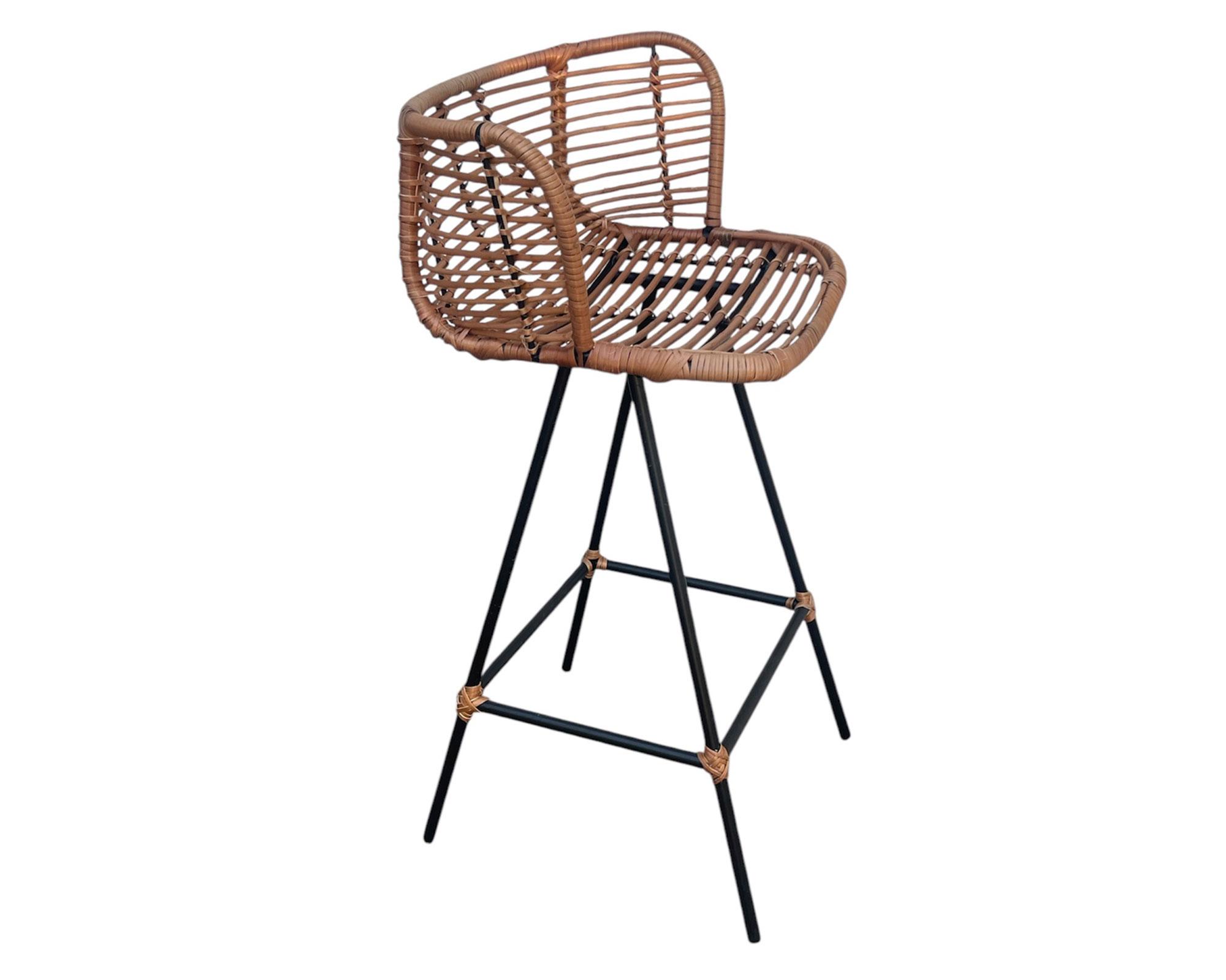 Taburete Mimbre curvo natural 90 cm-2