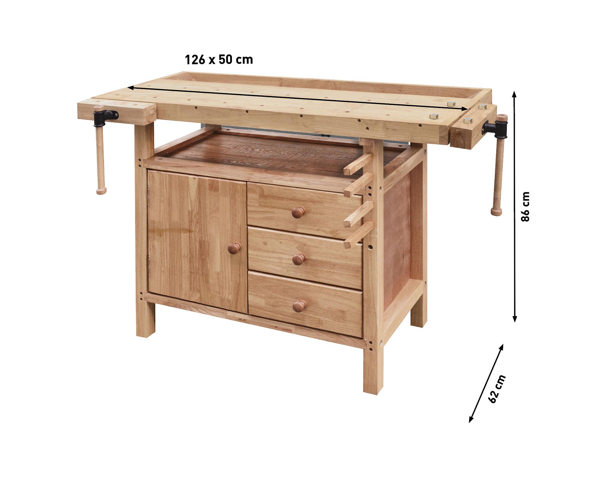 Banco trabajo madera Premium madera 86x126x62 cm-3