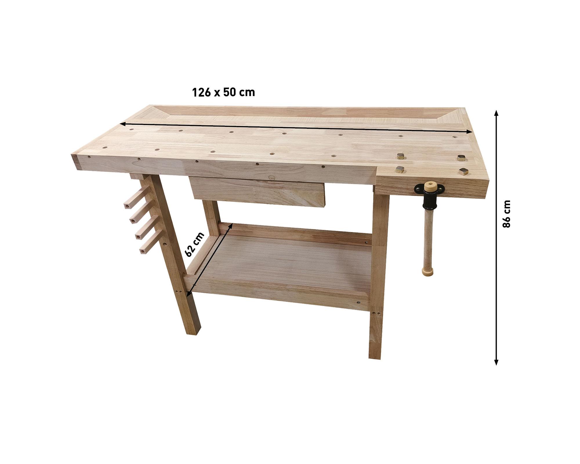 Banco trabajo madera 86x126x62 cm-4