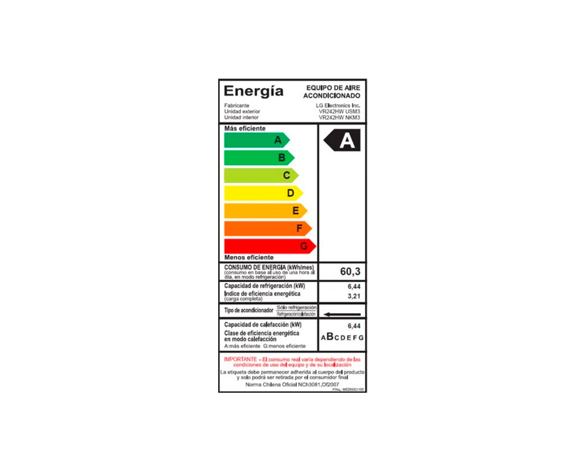 Aire acondicionado split VR242HW 11.84A 24000 BTU frío/calor-3