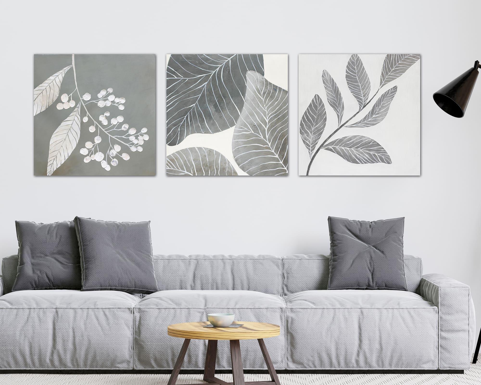 Cuadro oleo Tríptico plantas 40x120 cm-2
