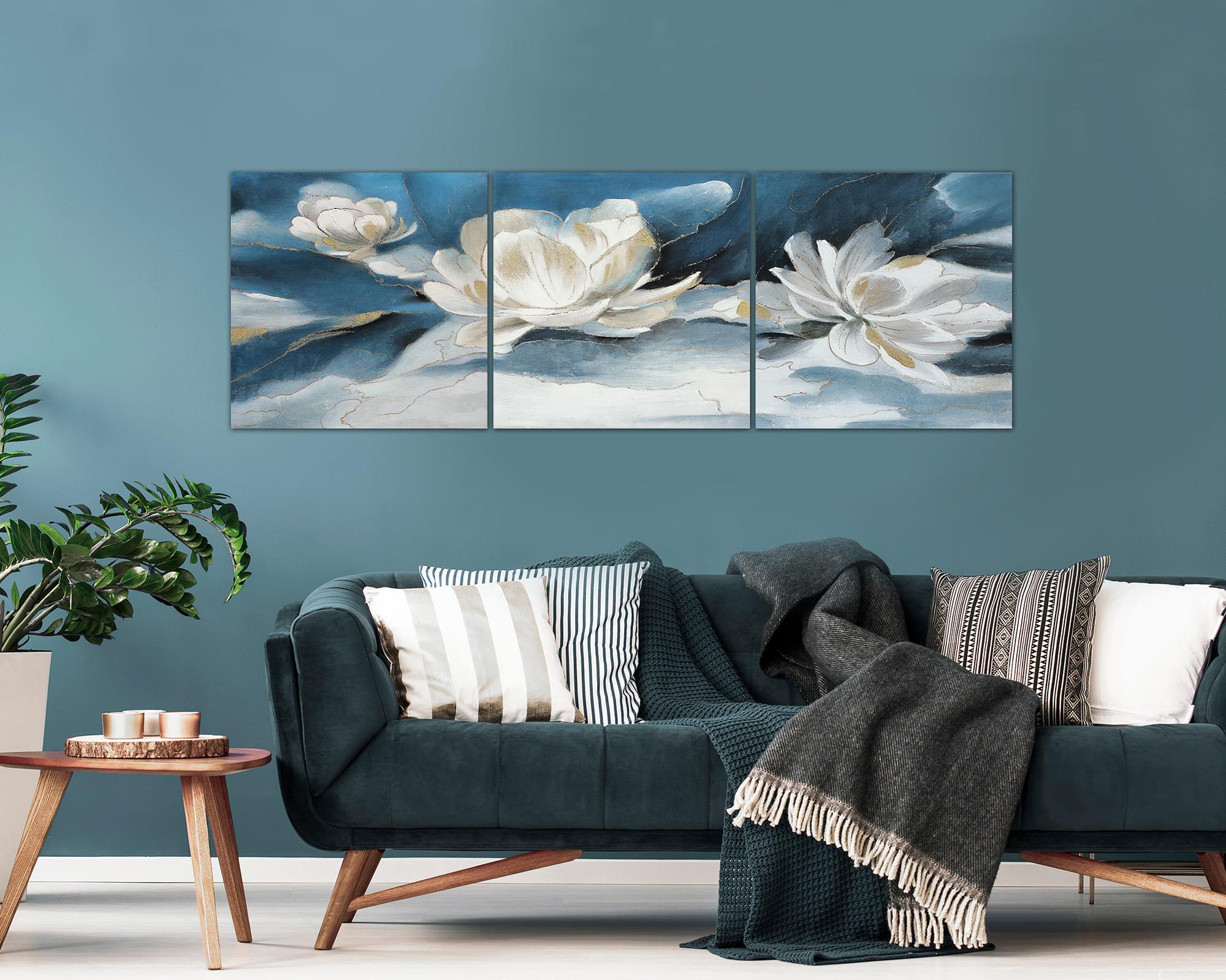 Cuadro oleo Tríptico floral 40x120 cm-2