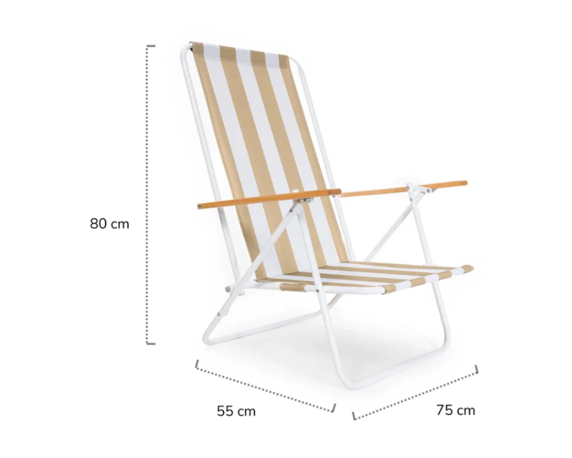 Silla de playa plegable Confort líneas beige-4