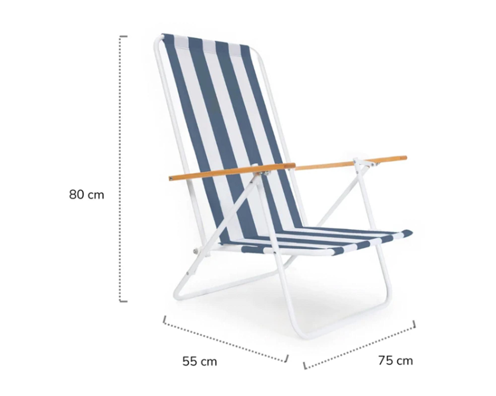 Silla de playa plegable Confort líneas azul-4