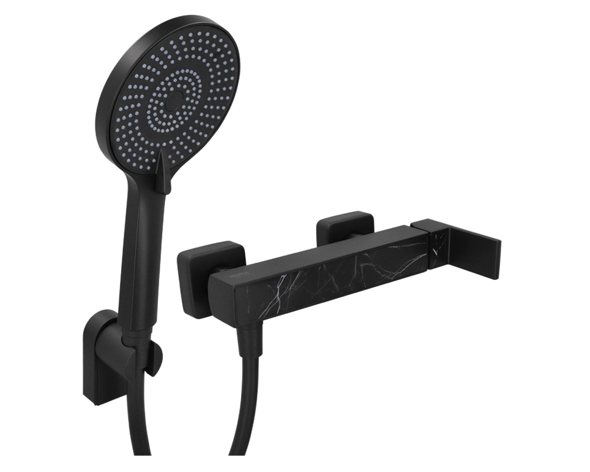 Monomando de ducha Átela negro mate-0