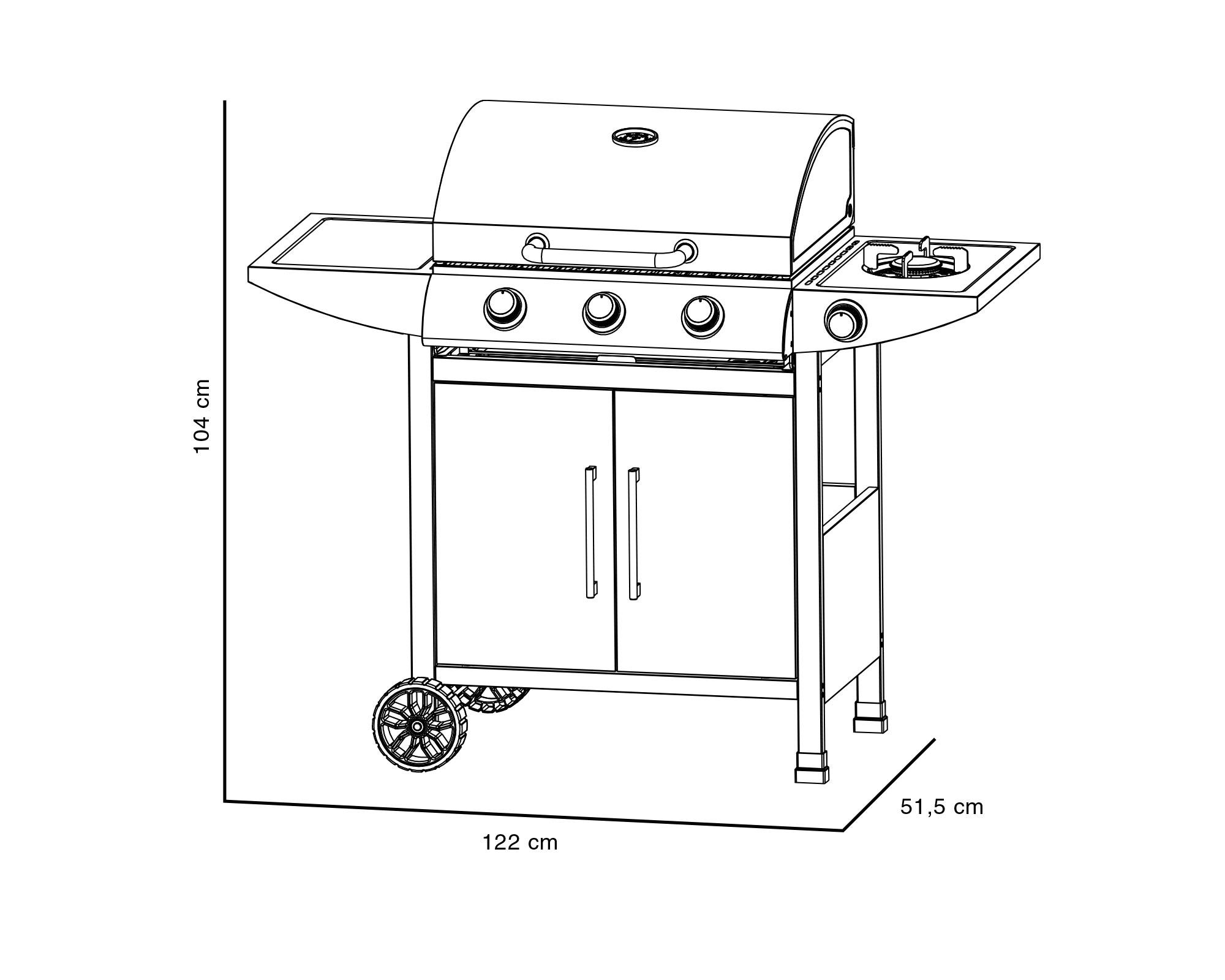 Parrilla a gas Rushford 3 quemadores + lateral-15