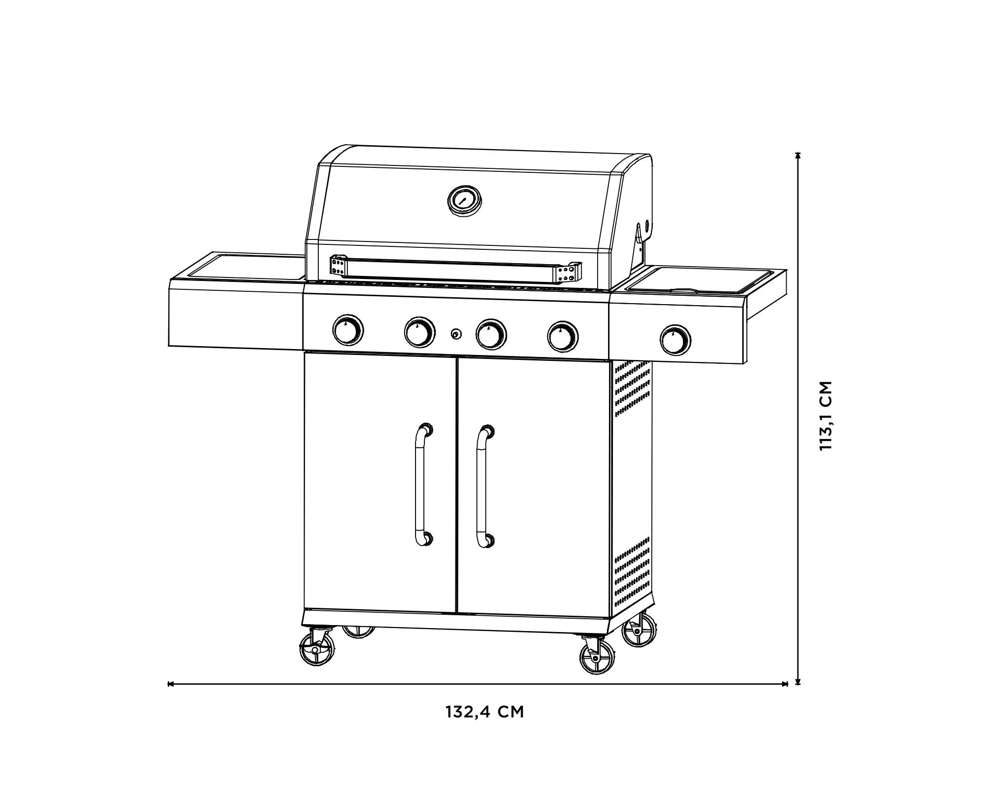 Parrilla a gas Baltimore 4 quemadores + lateral-12