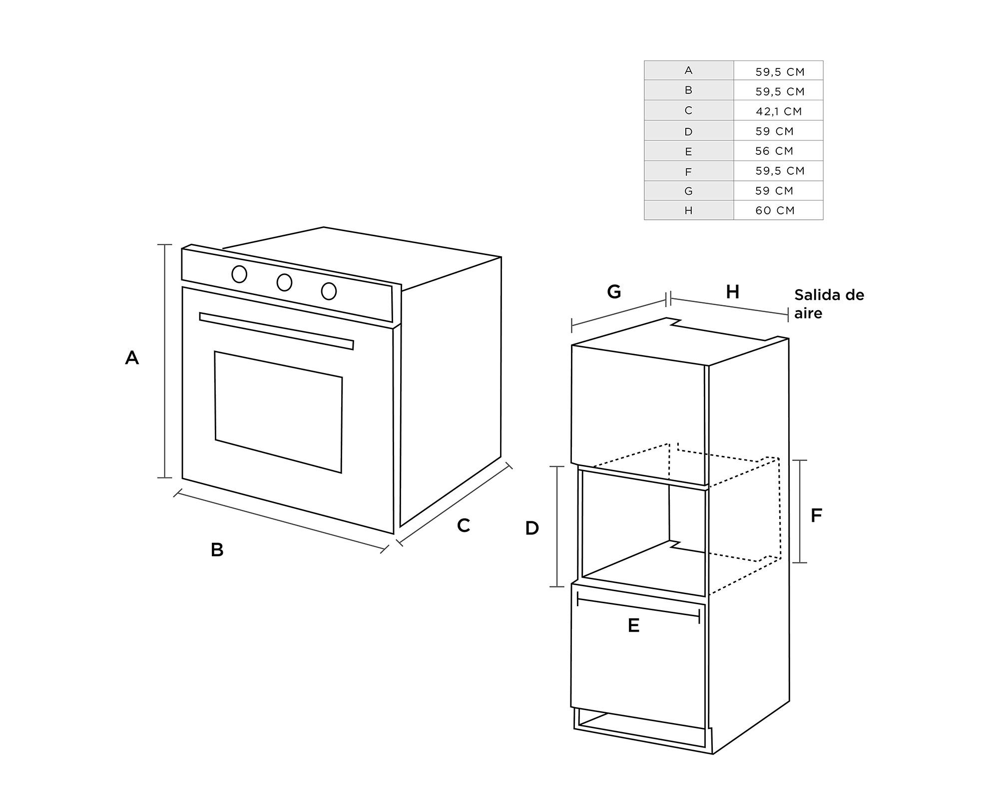 Horno eléctrico empotrado MBOG1TAM-60ECBS grey  67 lt-6
