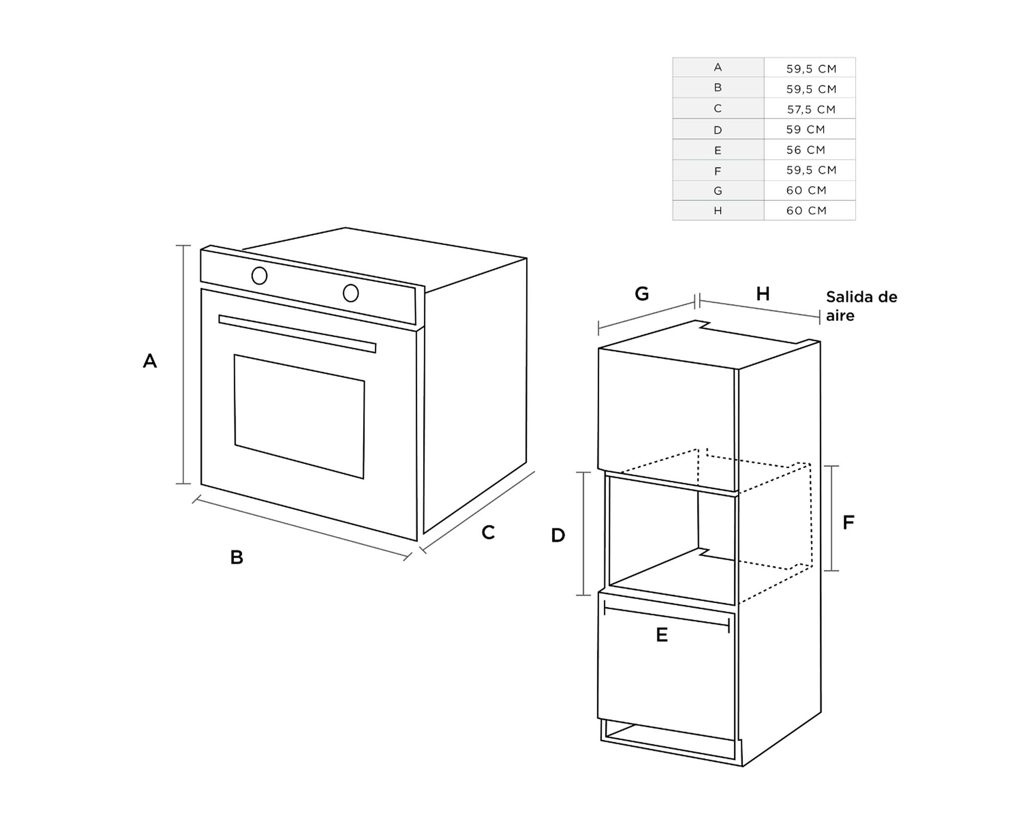 Horno eléctrico empotrado MBOG2BA-90ECBS grey 82 lt-6