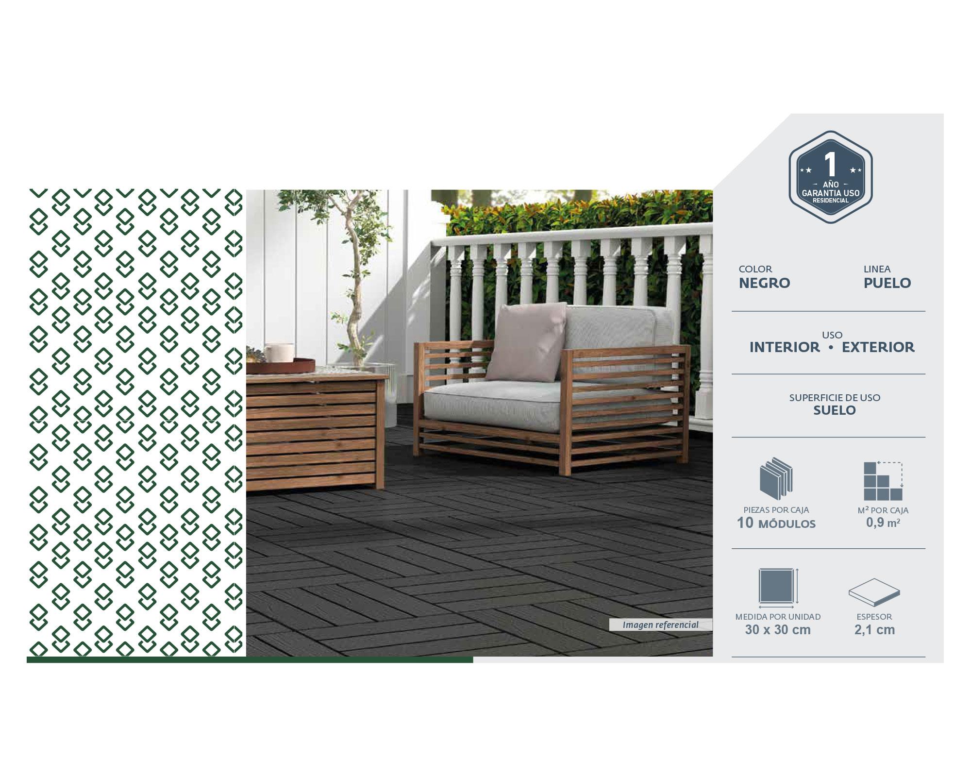 Deck modular Puelo negro 30x30 cm 0.9 m2-4