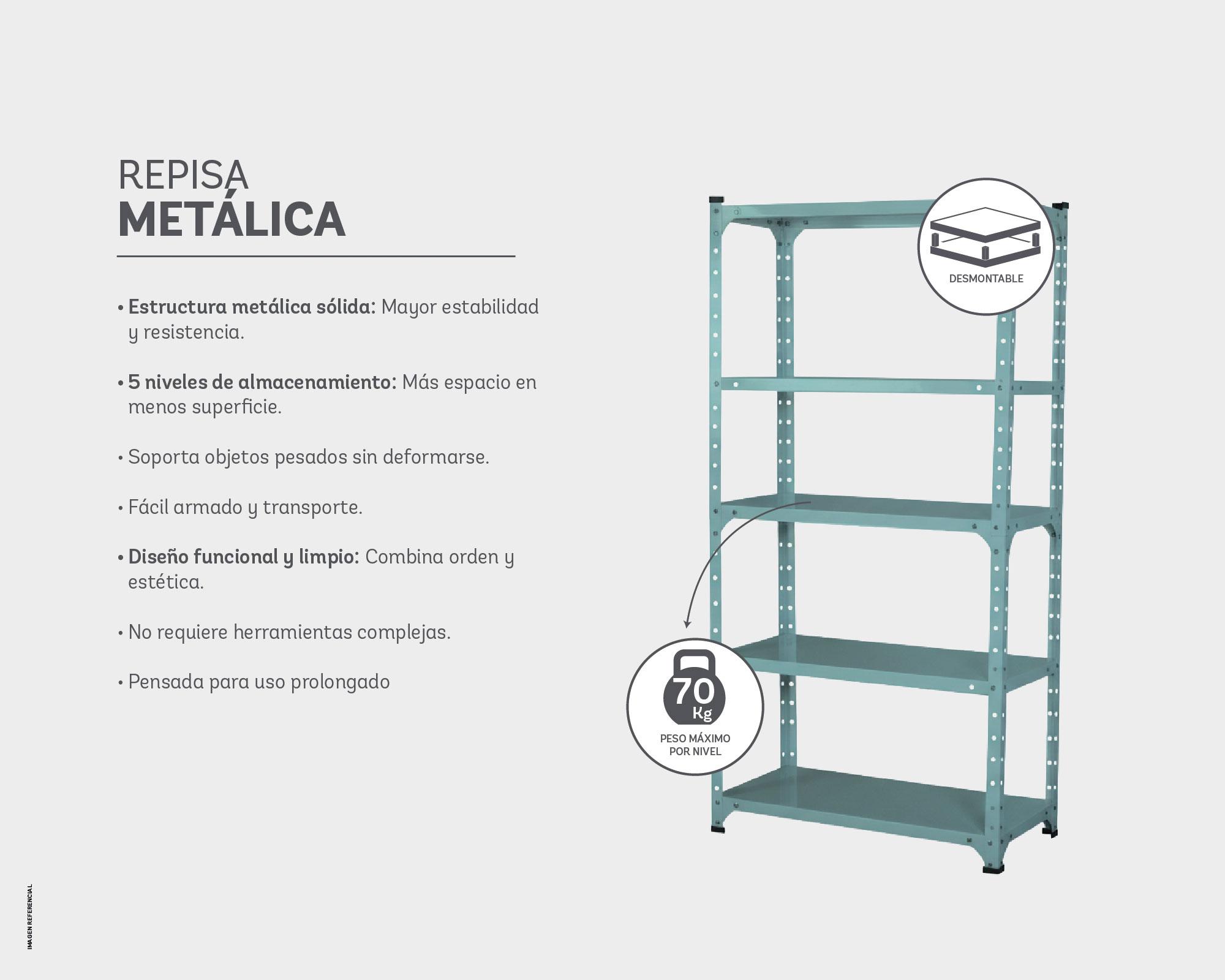 Repisa 5 Niveles menta 150x75x35 cm-4