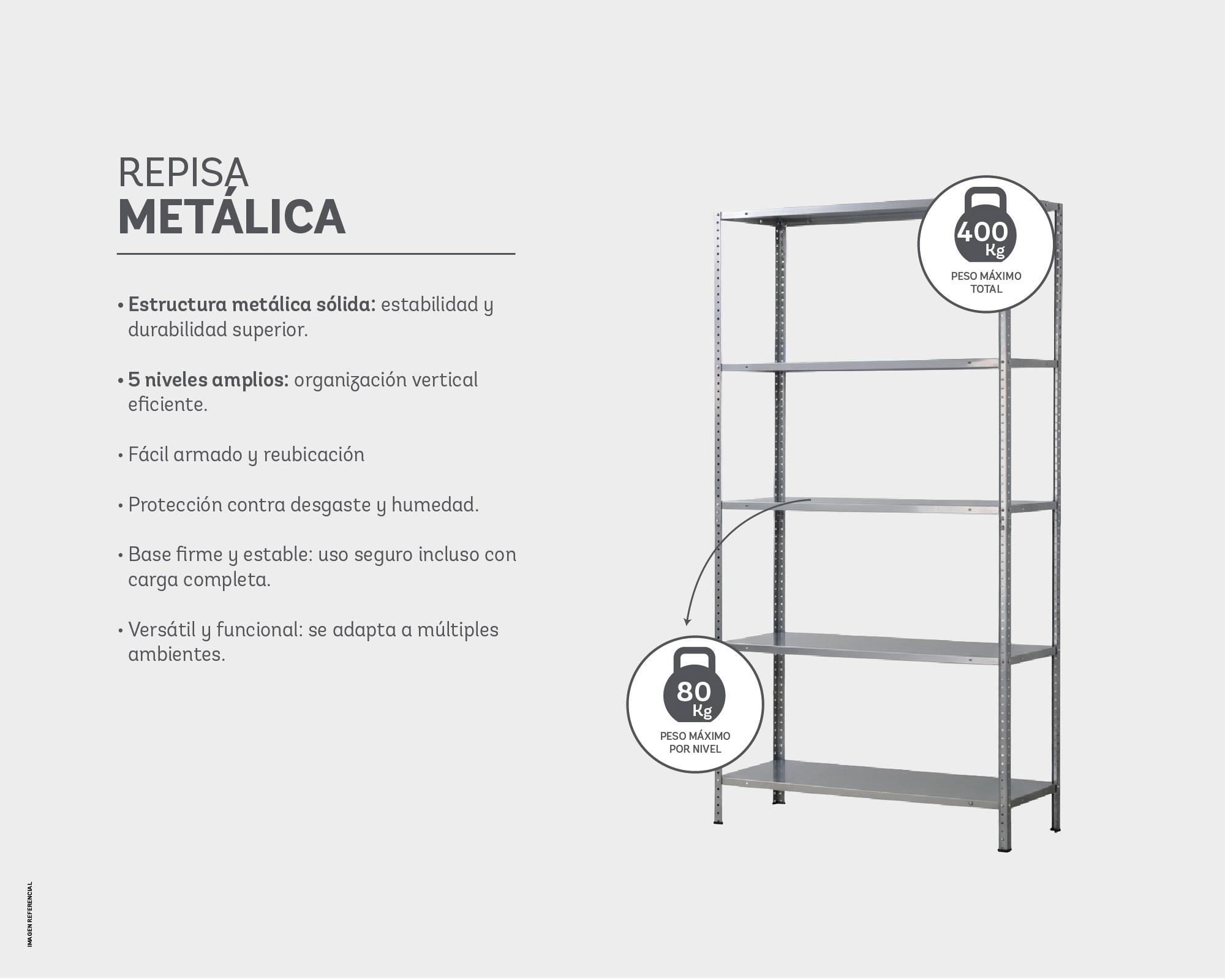Repisa 5 niveles 200x100x40 cm cromo-5