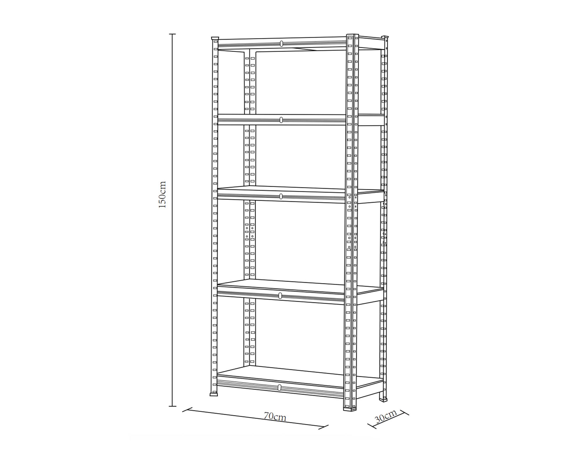 Repisa negro/madera 150x70x30 cm 5 Niveles-2