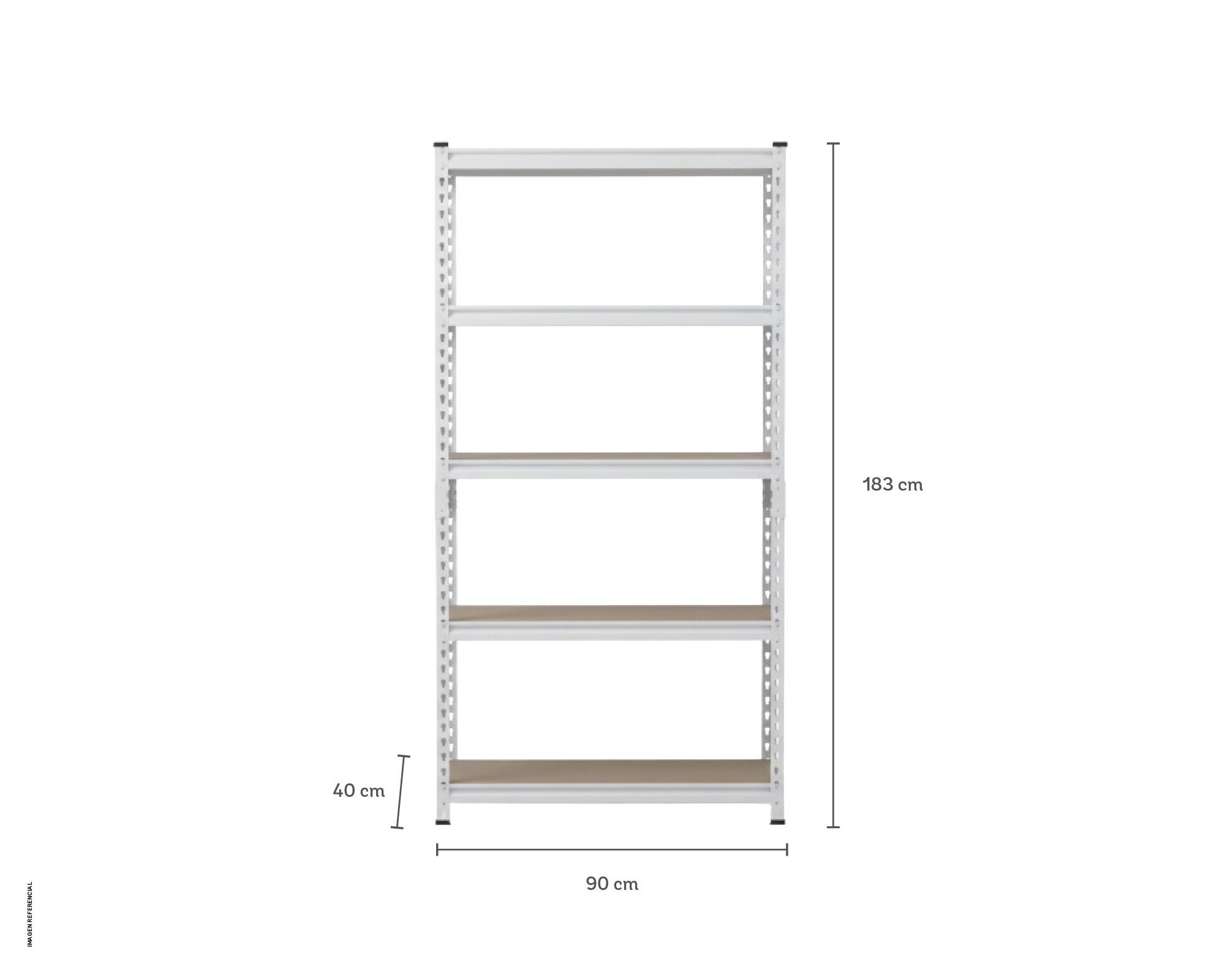 Repisa cromo/madera 183x90x40 cm 5 Niveles-5