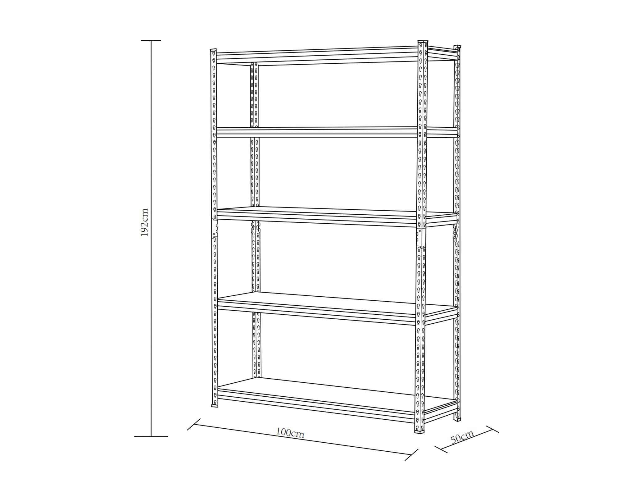 Repisa negro/madera 192x100x50 cm 5 Niveles-2