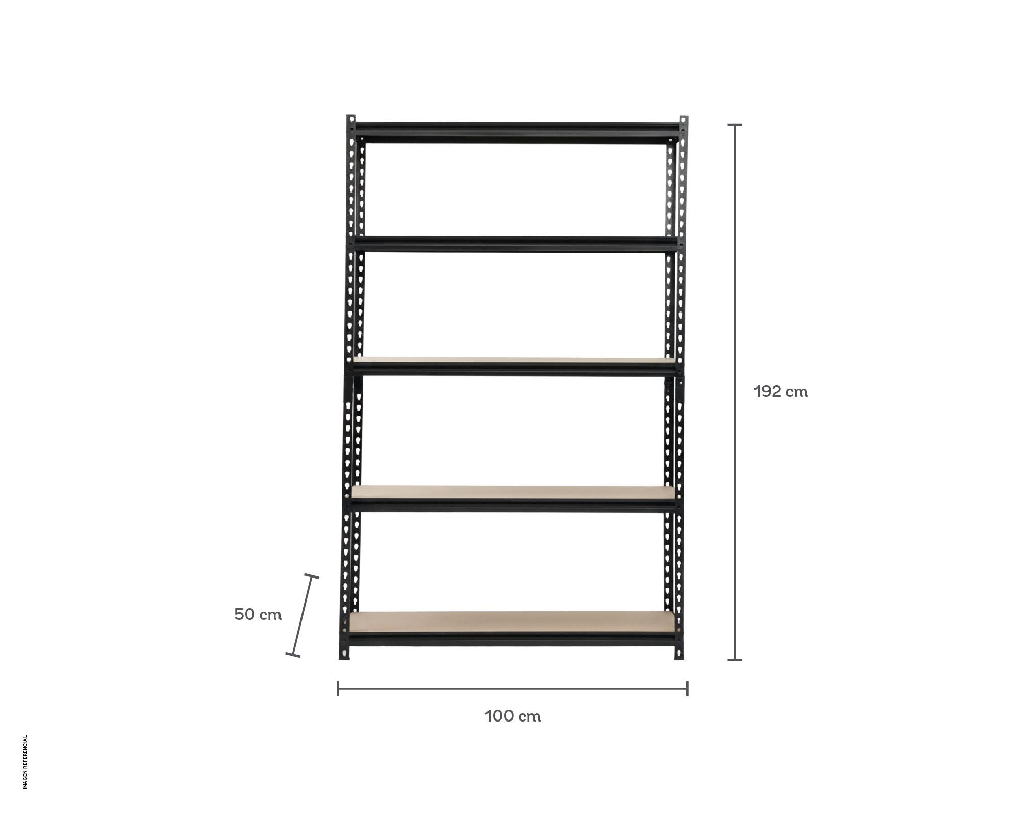 Repisa negro/madera 192x100x50 cm 5 Niveles-5