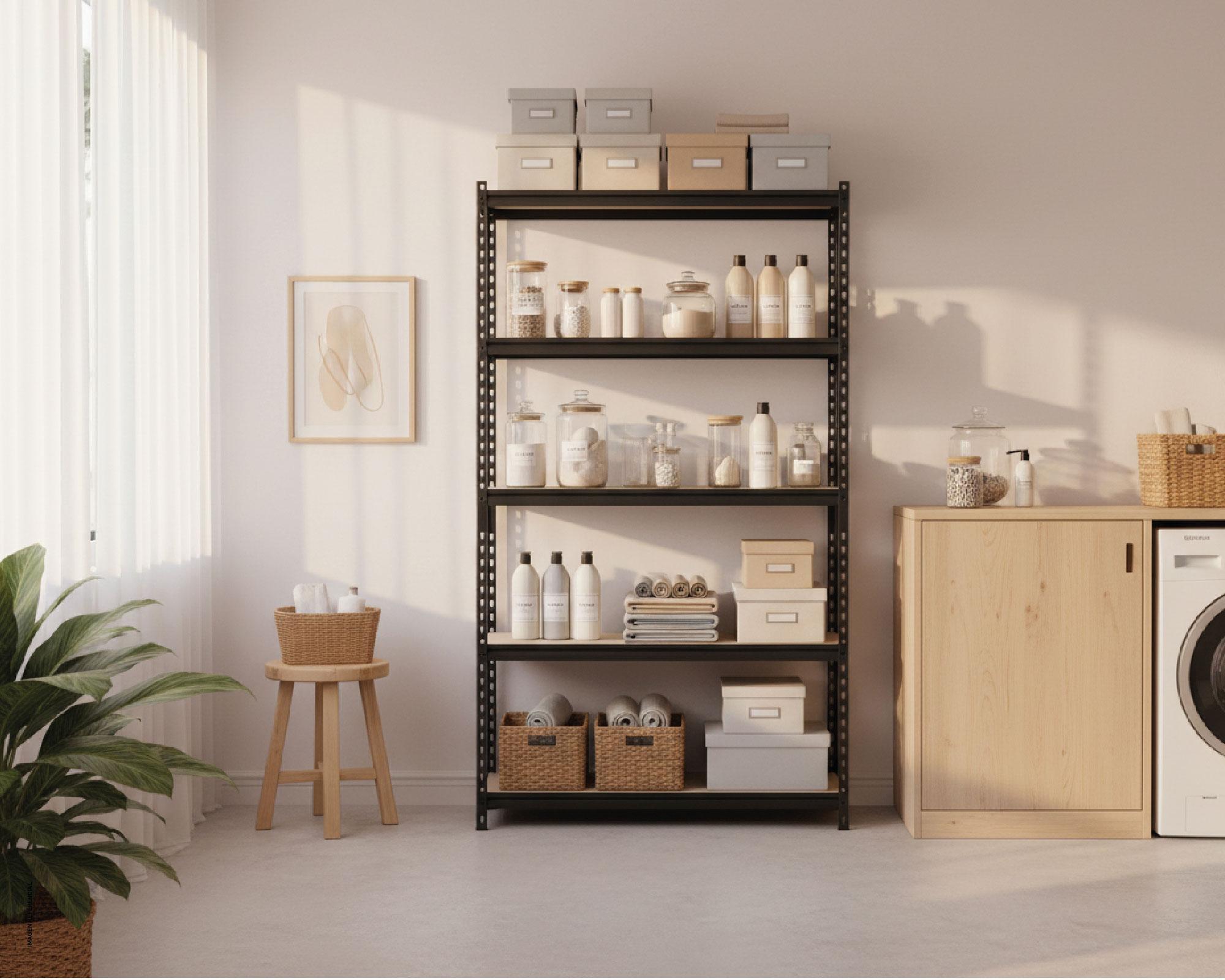 Repisa negro/madera 192x100x50 cm 5 Niveles-3