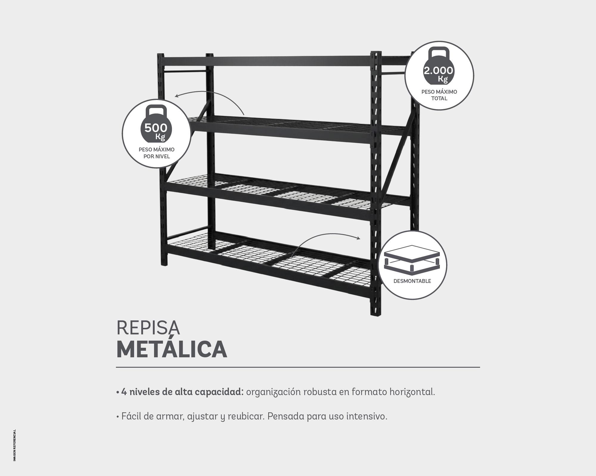 Repisa solida 4 niveles 220x220x60 cm-5