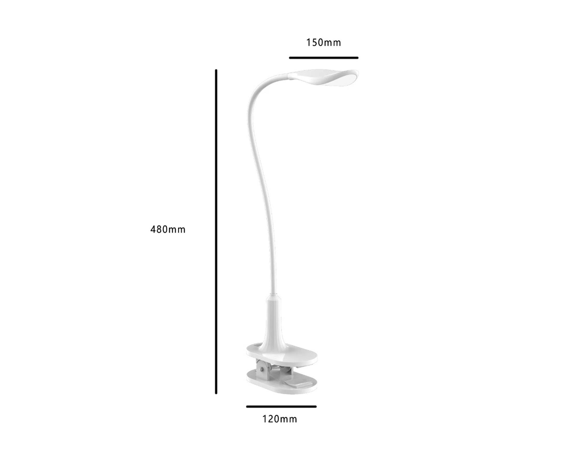Lámpara clip touch ovalada 3W USB blanca-2