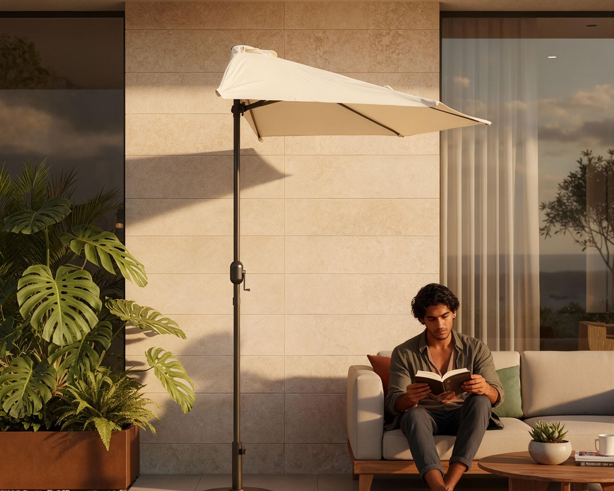 Sombrilla media balcón beige-6