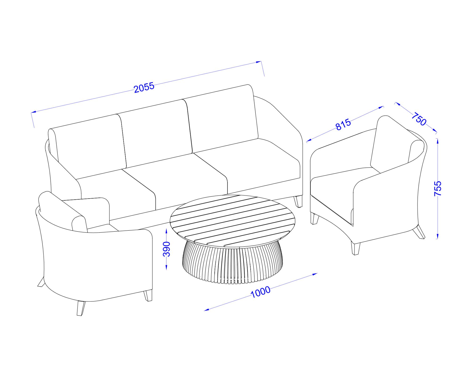 Set living Amburana Artesana 5 personas-4