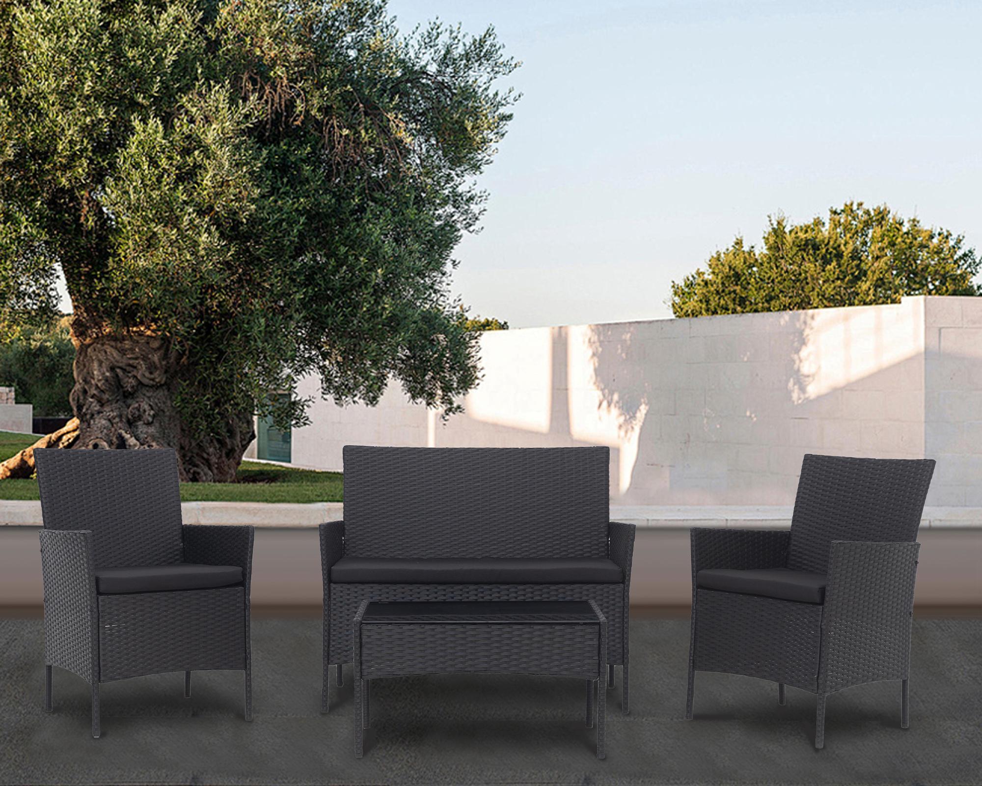 Set living negro 4 personas-4