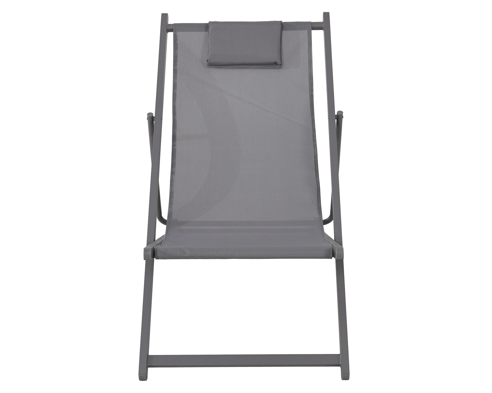 Reposera con almohada 4 posiciones gris-2