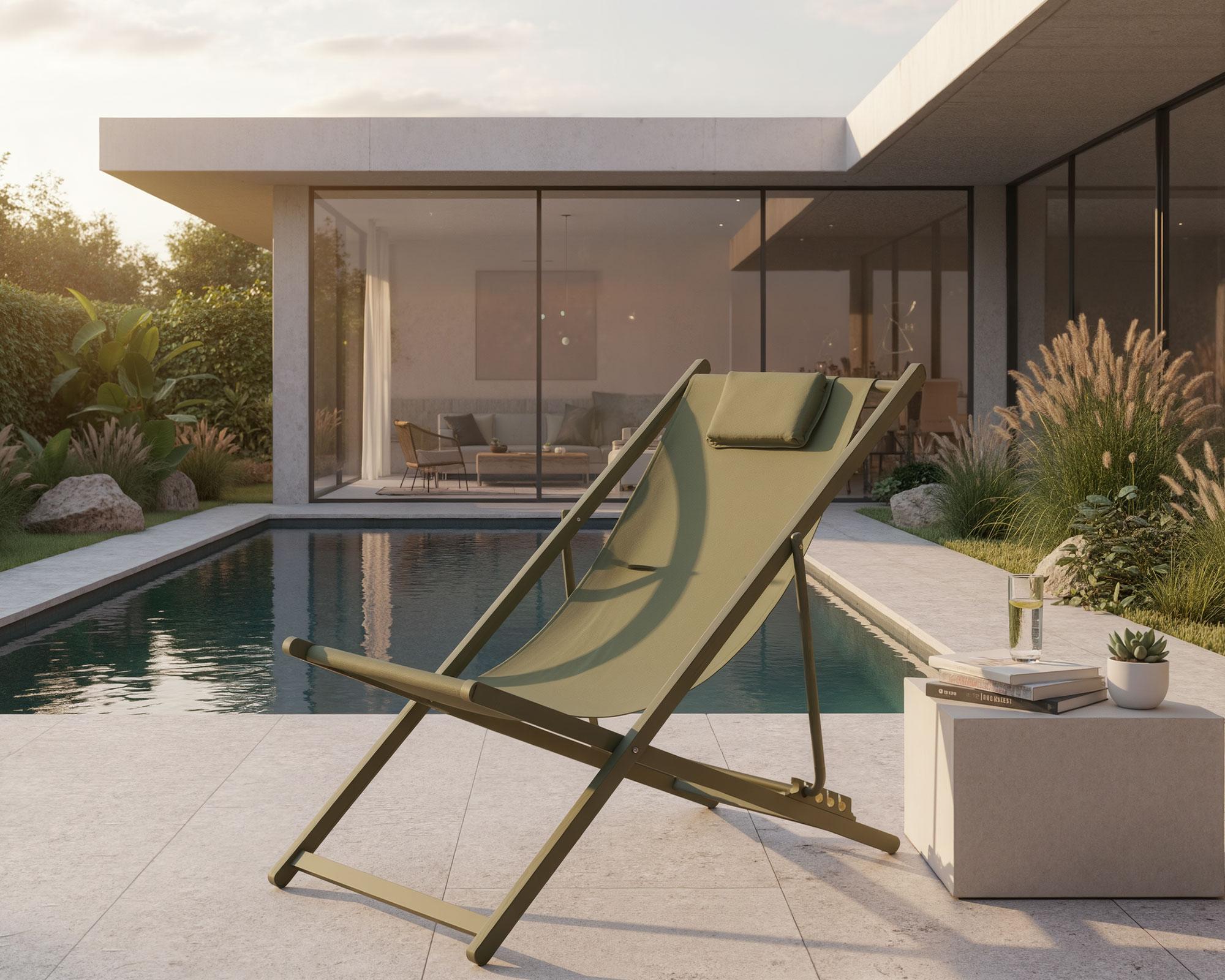 Reposera con almohada 4 posiciones verde-4