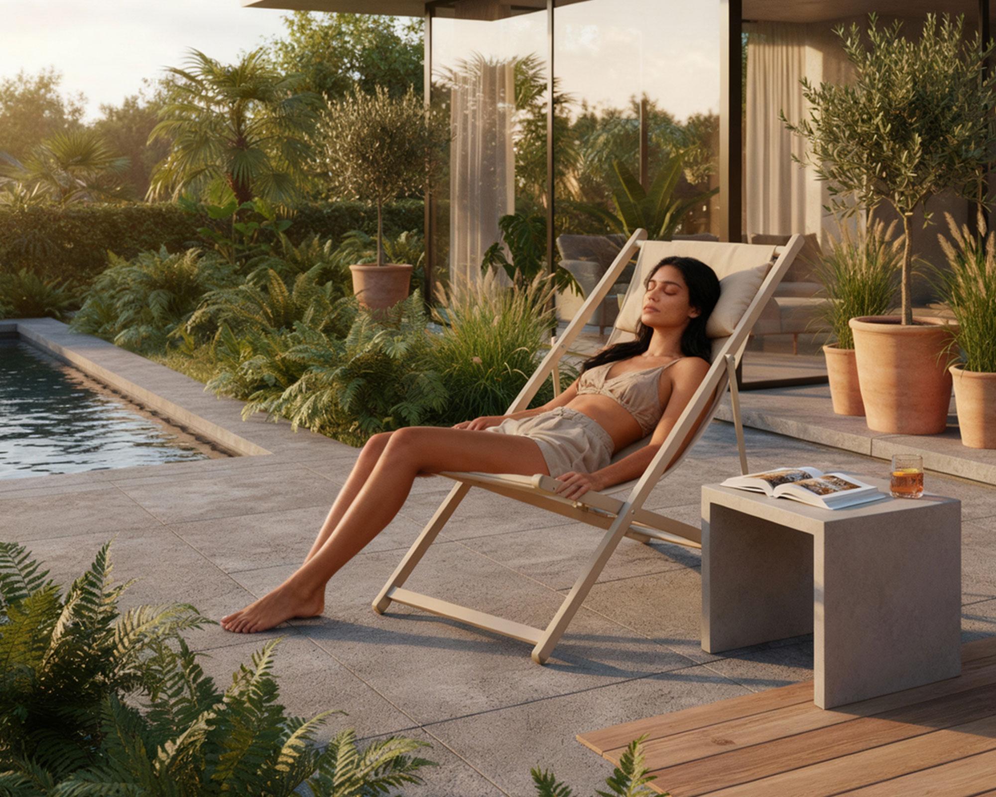 Reposera con almohada 4 posiciones beige-4