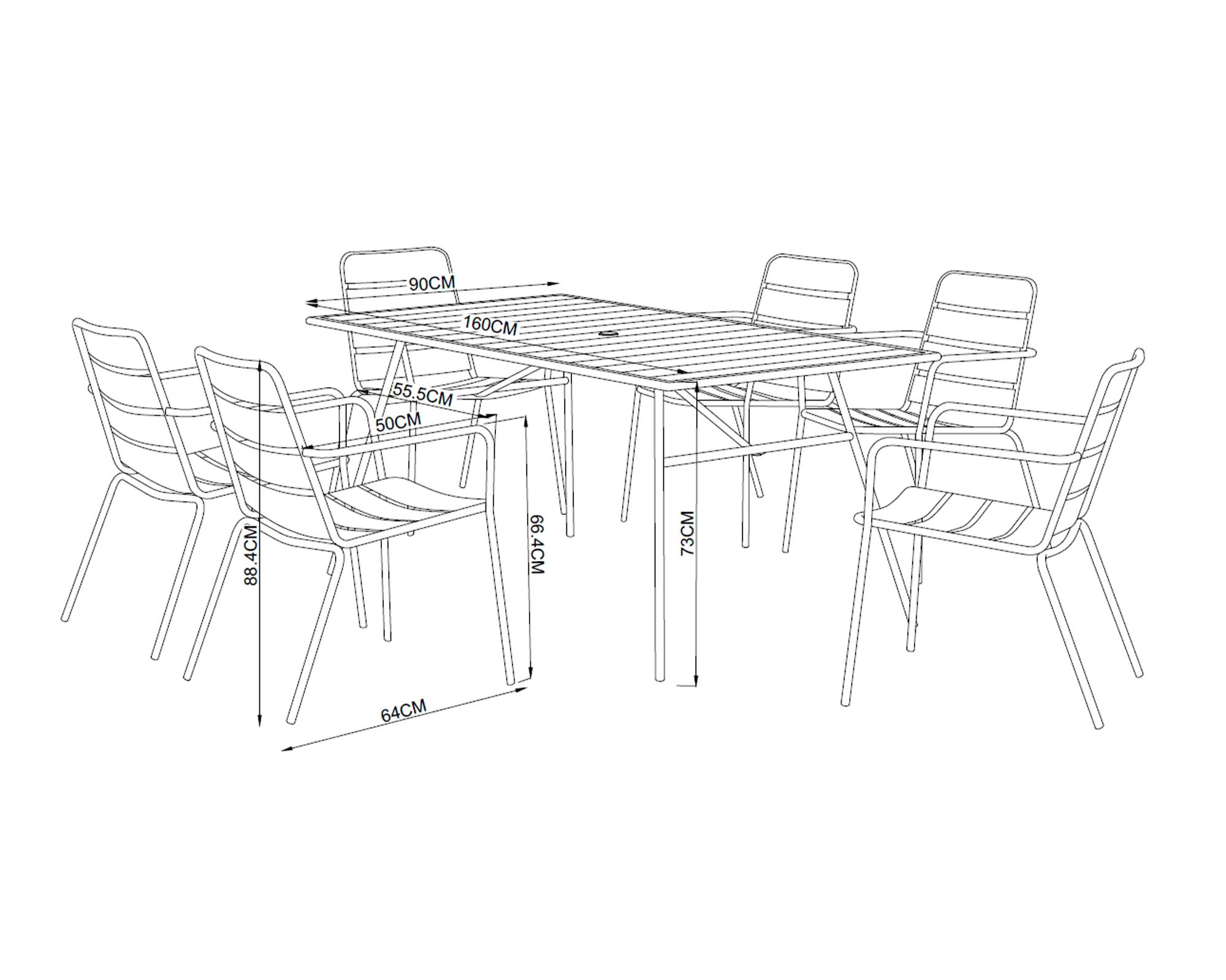 Set comedor exterior Cuy Loft negro 6 personas-5