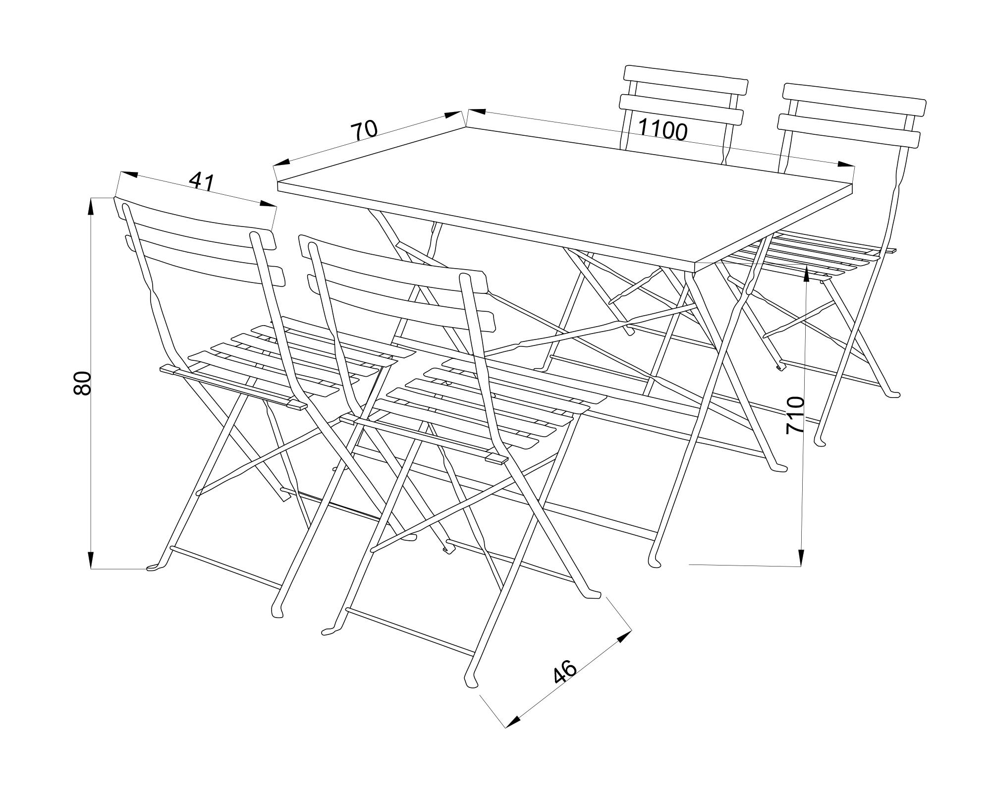 Set comedor exterior Melody negro 4 personas-4