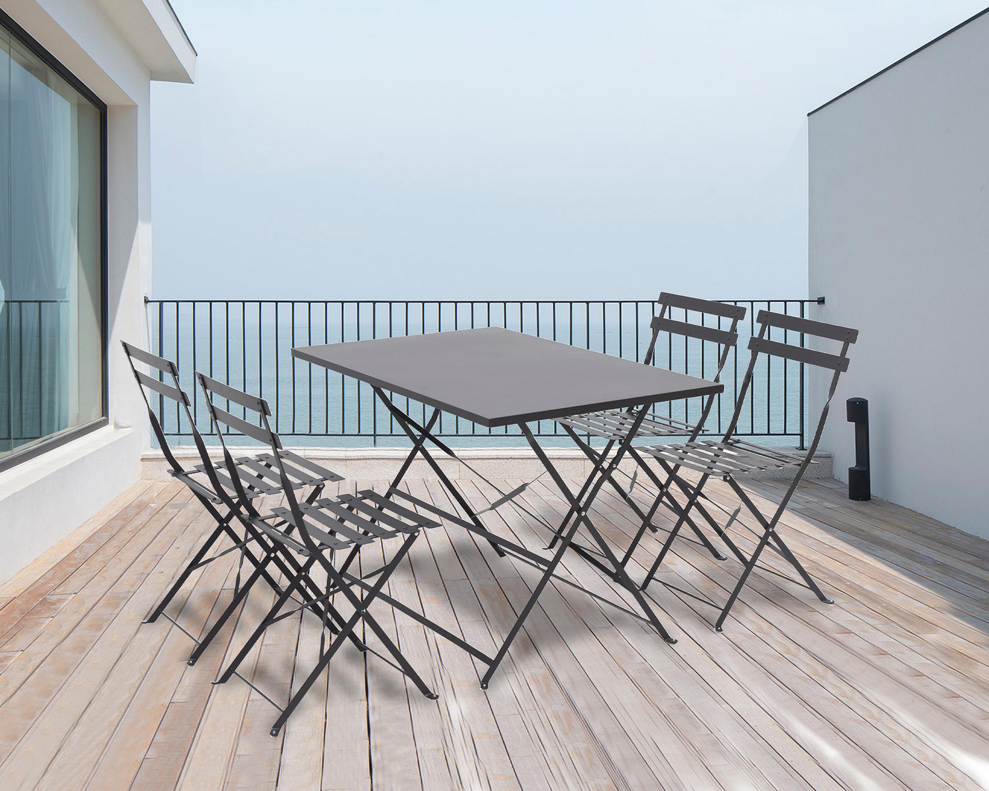 Set comedor exterior Melody negro 4 personas-3