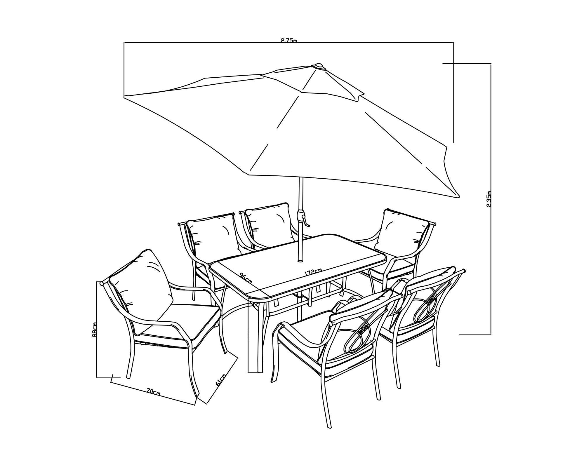 Set terraza Palermo + sombrilla 6 personas-5