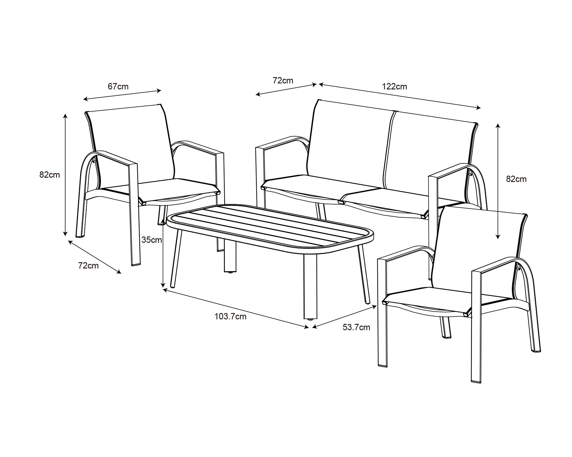 Set living Cambrai Stripes 4 personas-5