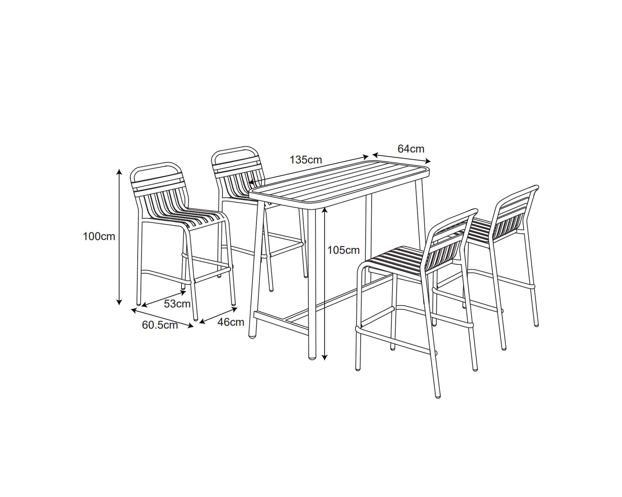 Set bar terraza 4 personas Sabrán negro-6